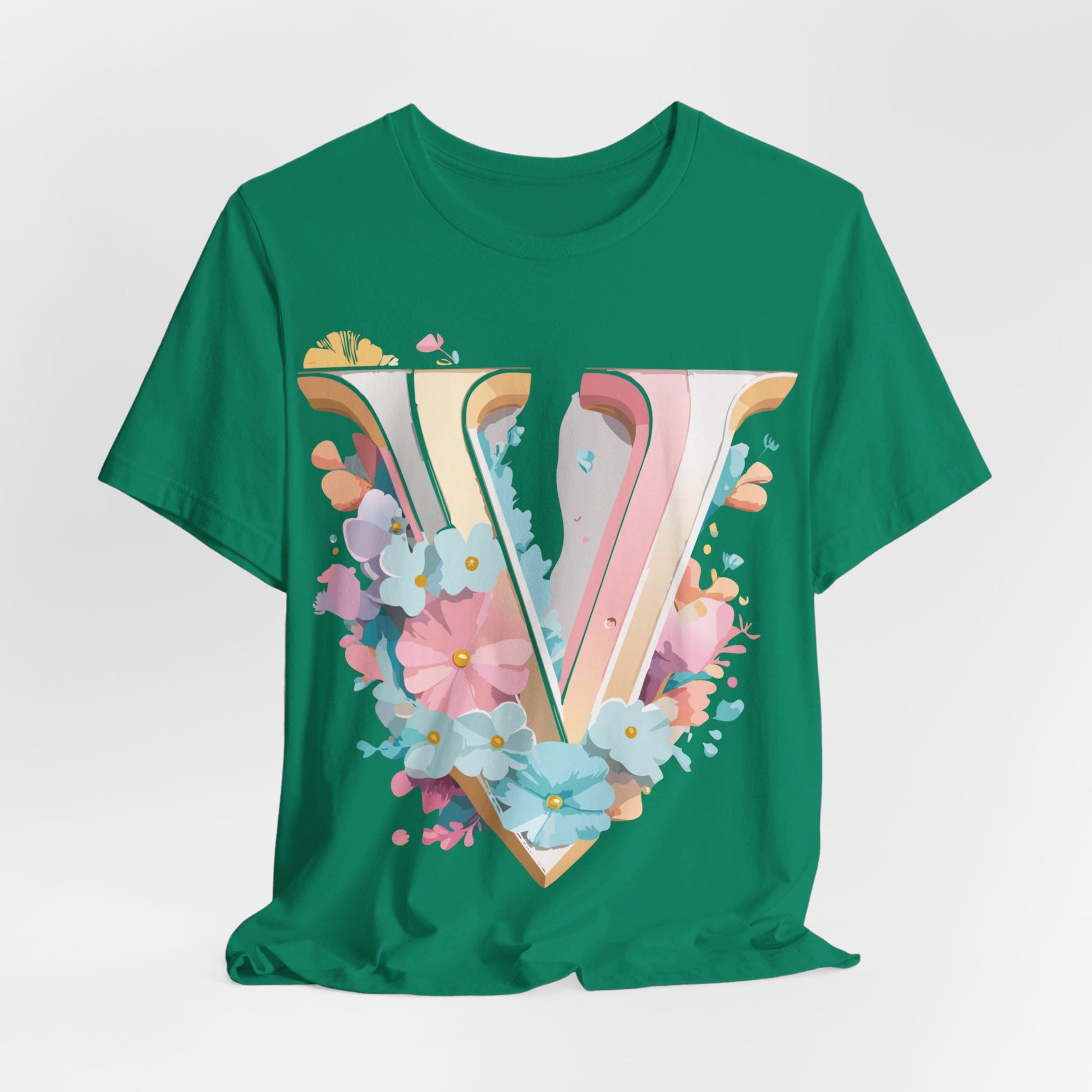 Natural Cotton Tee Shirt - Letters Collection - V Printify