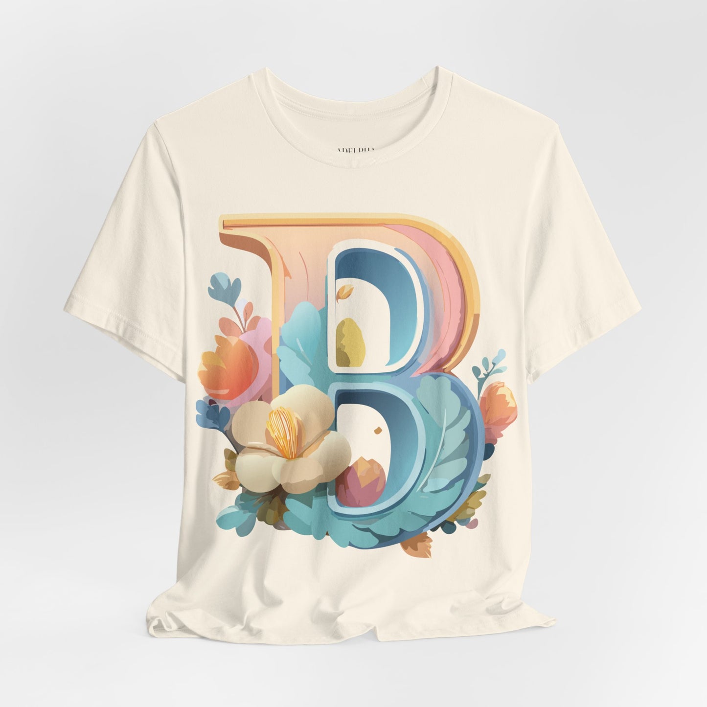 Natural Cotton Tee Shirt - Letters Collection - B Printify