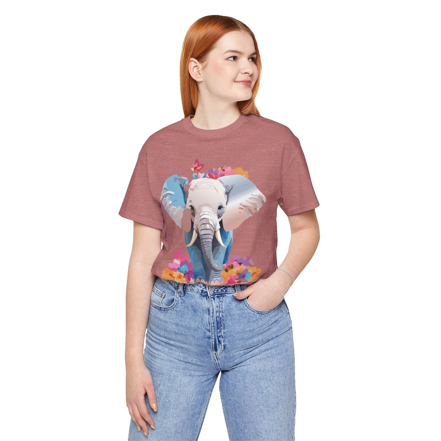 Natural Cotton Tee Shirt with Elephant Printify
