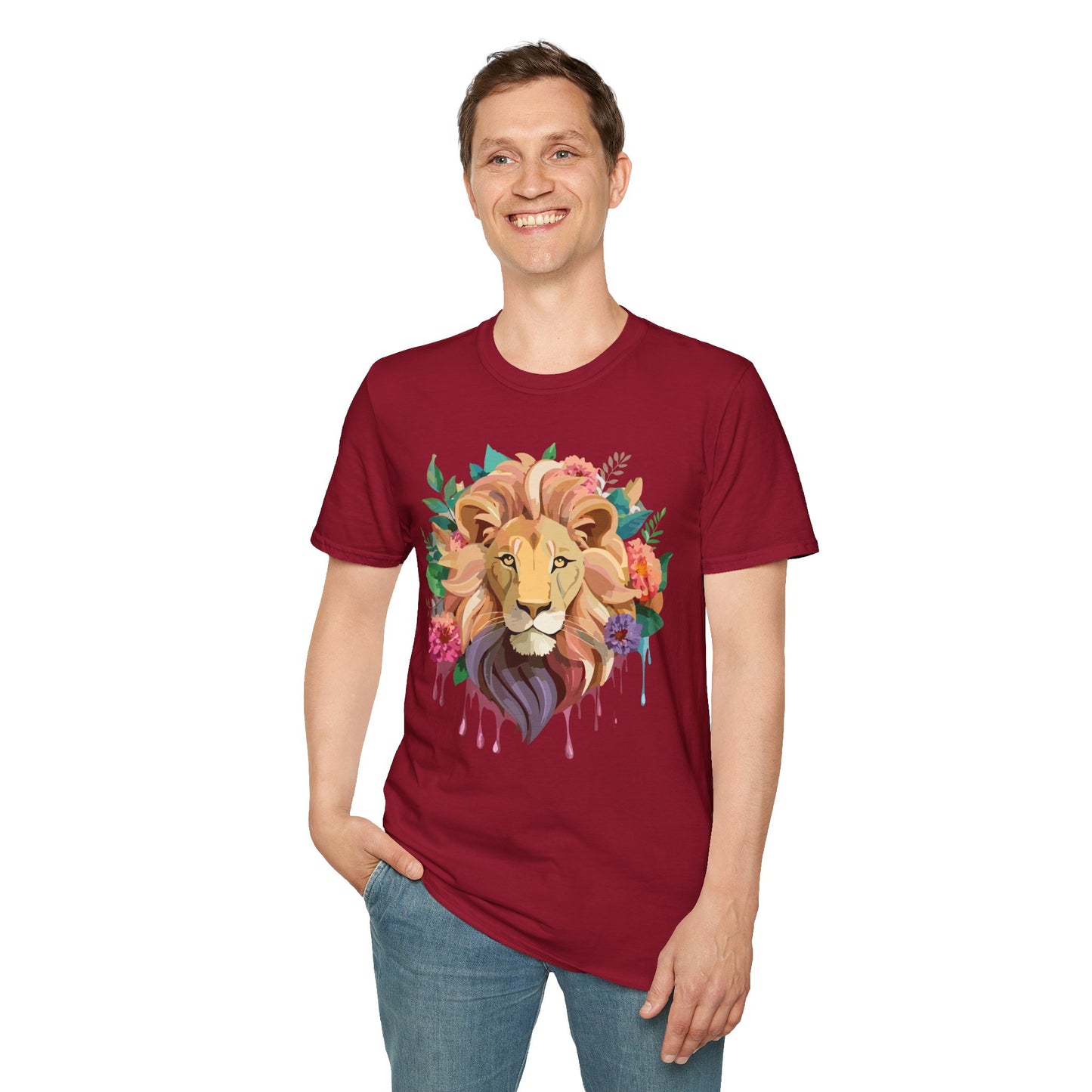 Lion Shirt, Shirt with Lion, Floral Lion Tee, Shirt with Animals