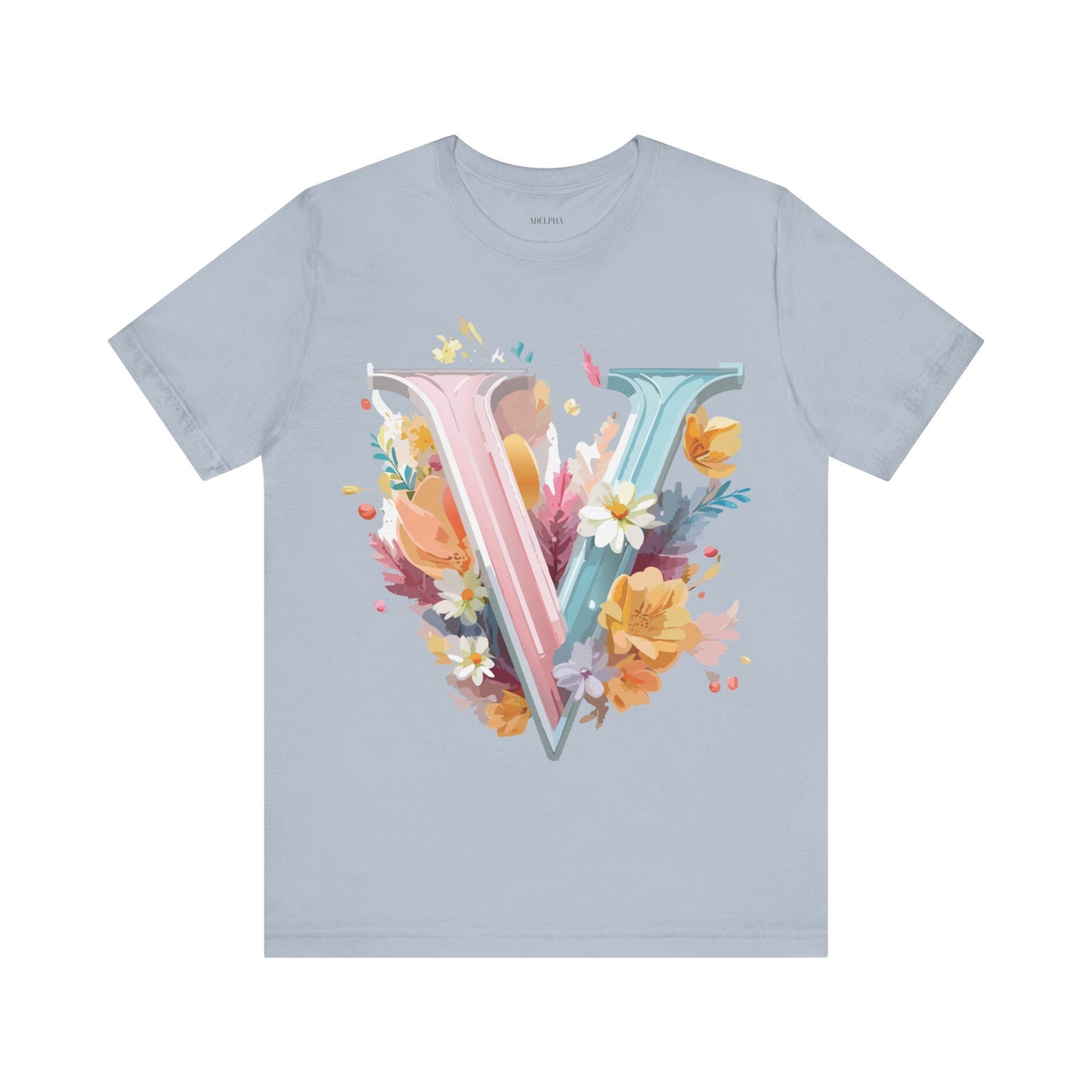 Natural Cotton Tee Shirt - Letters Collection - V Printify