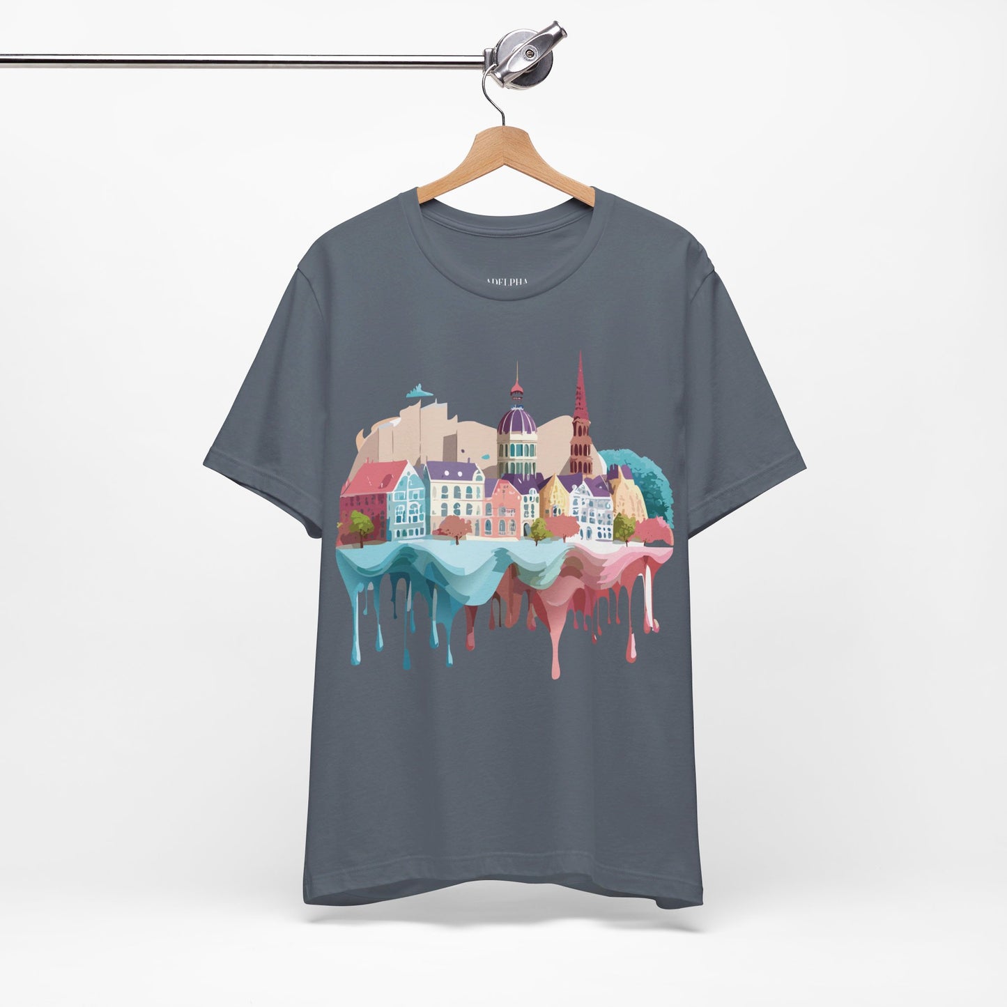 Natural Cotton Tee Shirt - Beautiful Places Collection - Warnemünde and Rostock - Germany Printify