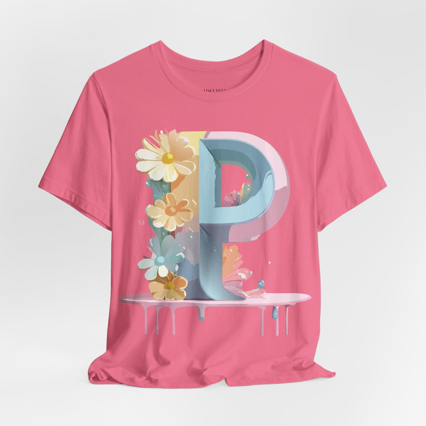 Natural Cotton Tee Shirt - Letters Collection - P Printify