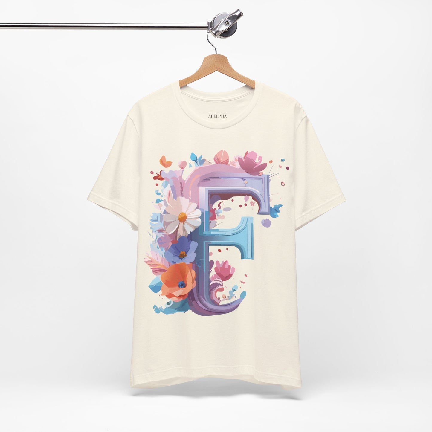 Natural Cotton Tee Shirt - Letters Collection - F Printify