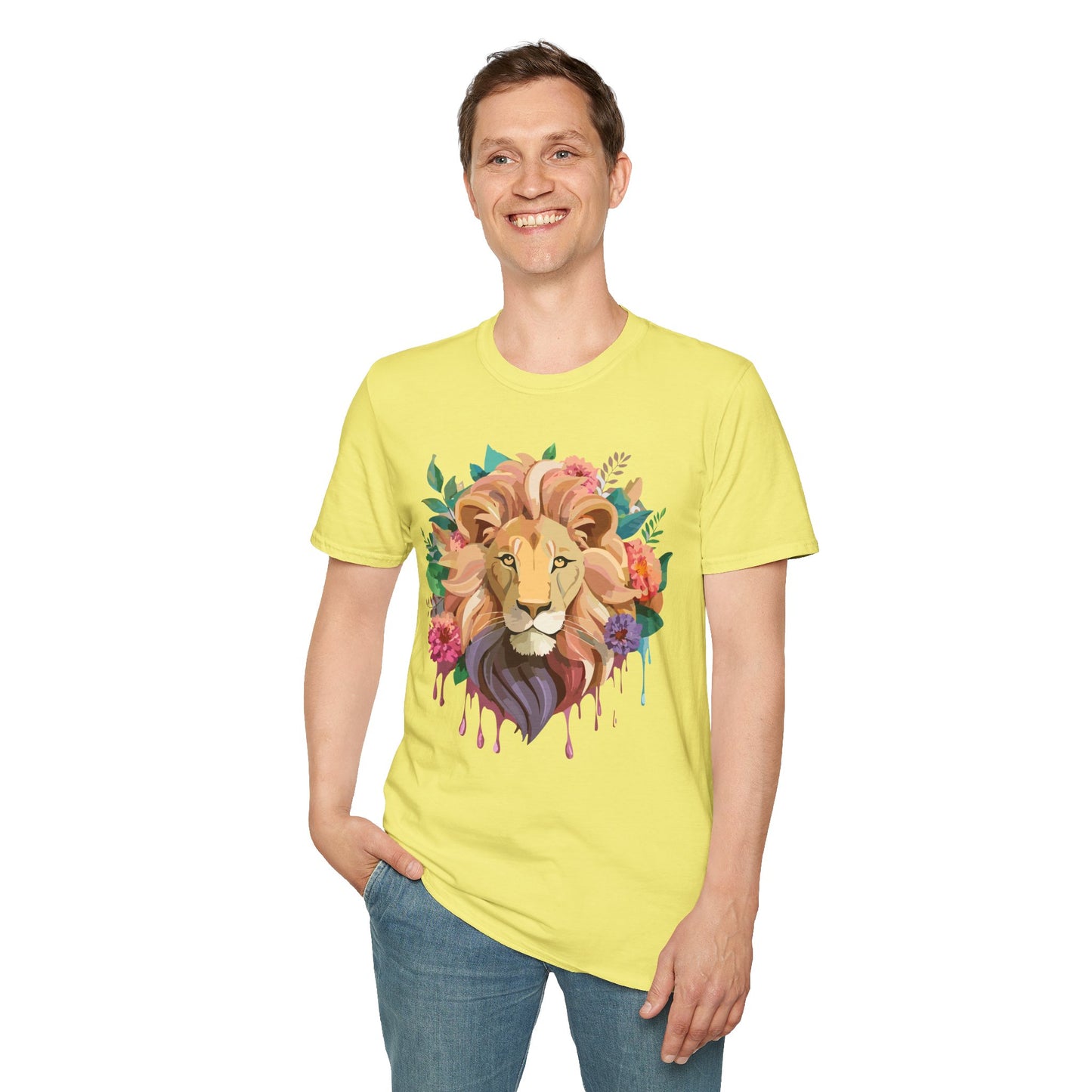 Lion Shirt, Shirt with Lion, Floral Lion Tee, Shirt with Animals