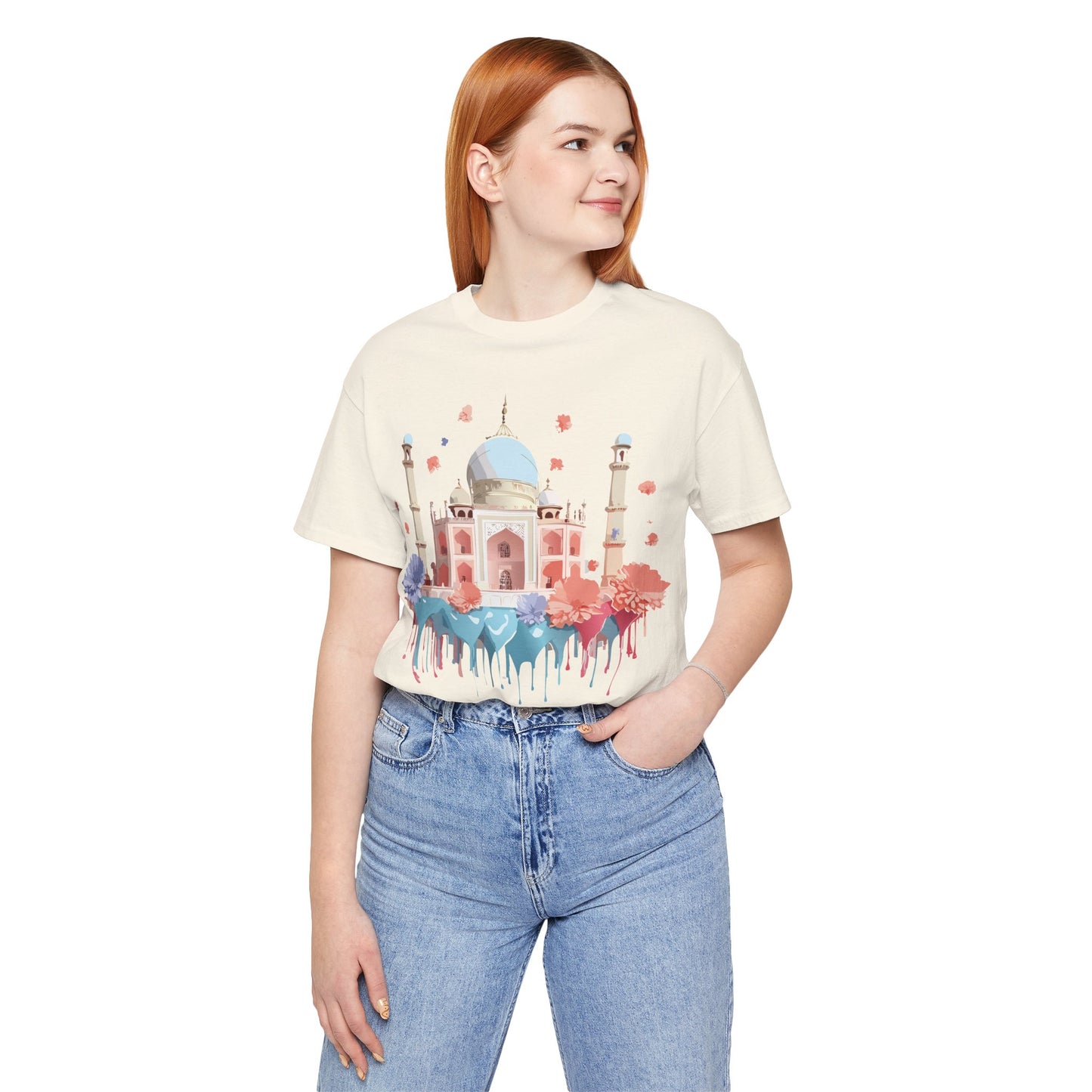Natural Cotton Tee Shirt - Taj Mahal, India Printify