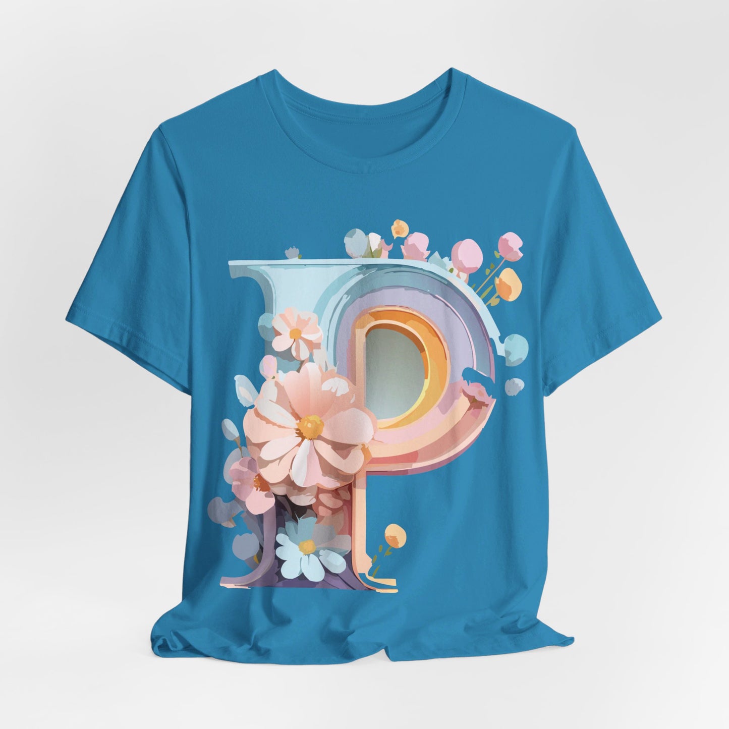 Natural Cotton Tee Shirt - Letters Collection - P Printify