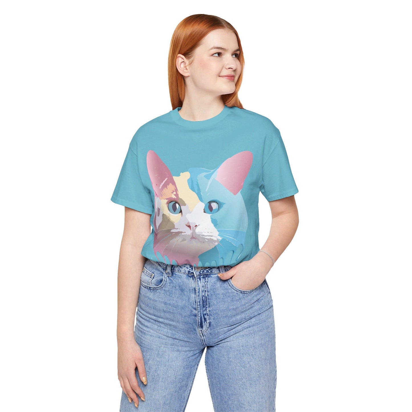 Natural Cotton Tee Shirt with Cat Printify