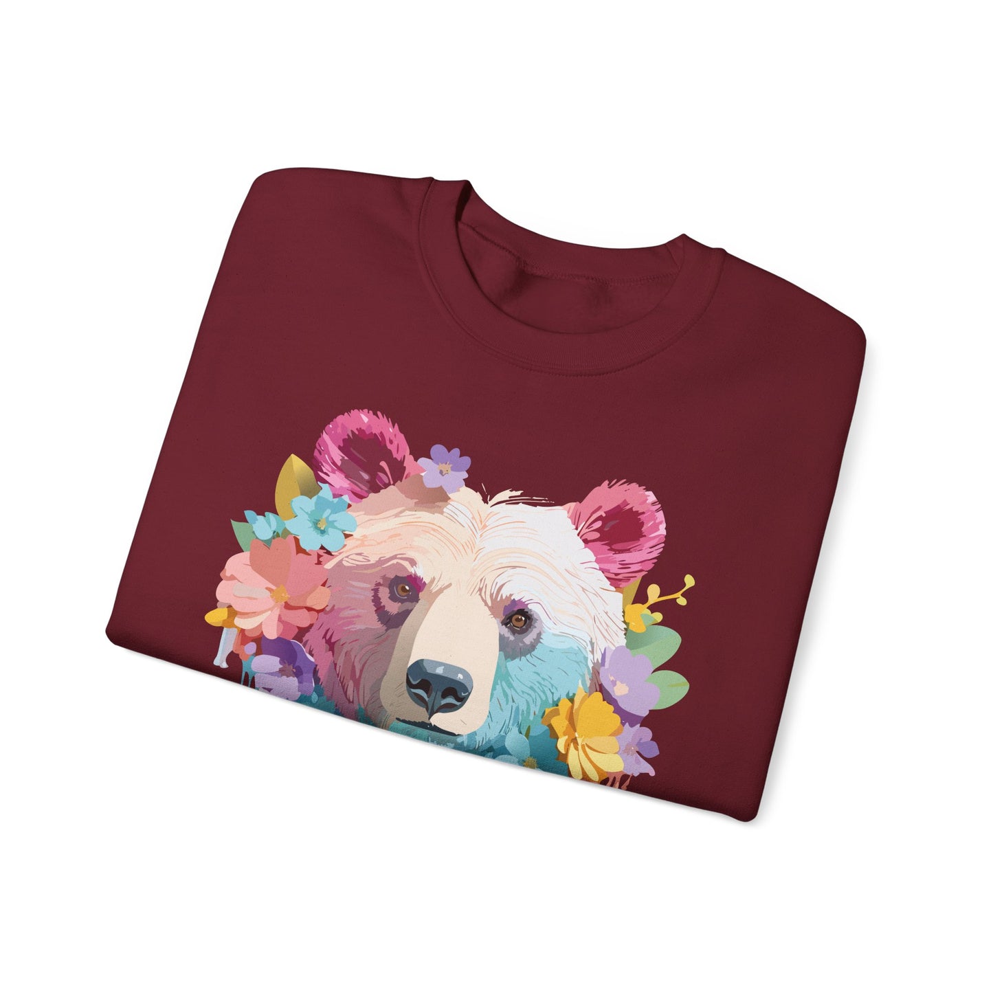 Unisex Floral Bear Sweatshirt, Animals Sweatshirt, Floral Sweatshirt, Art Design Sweatshirt