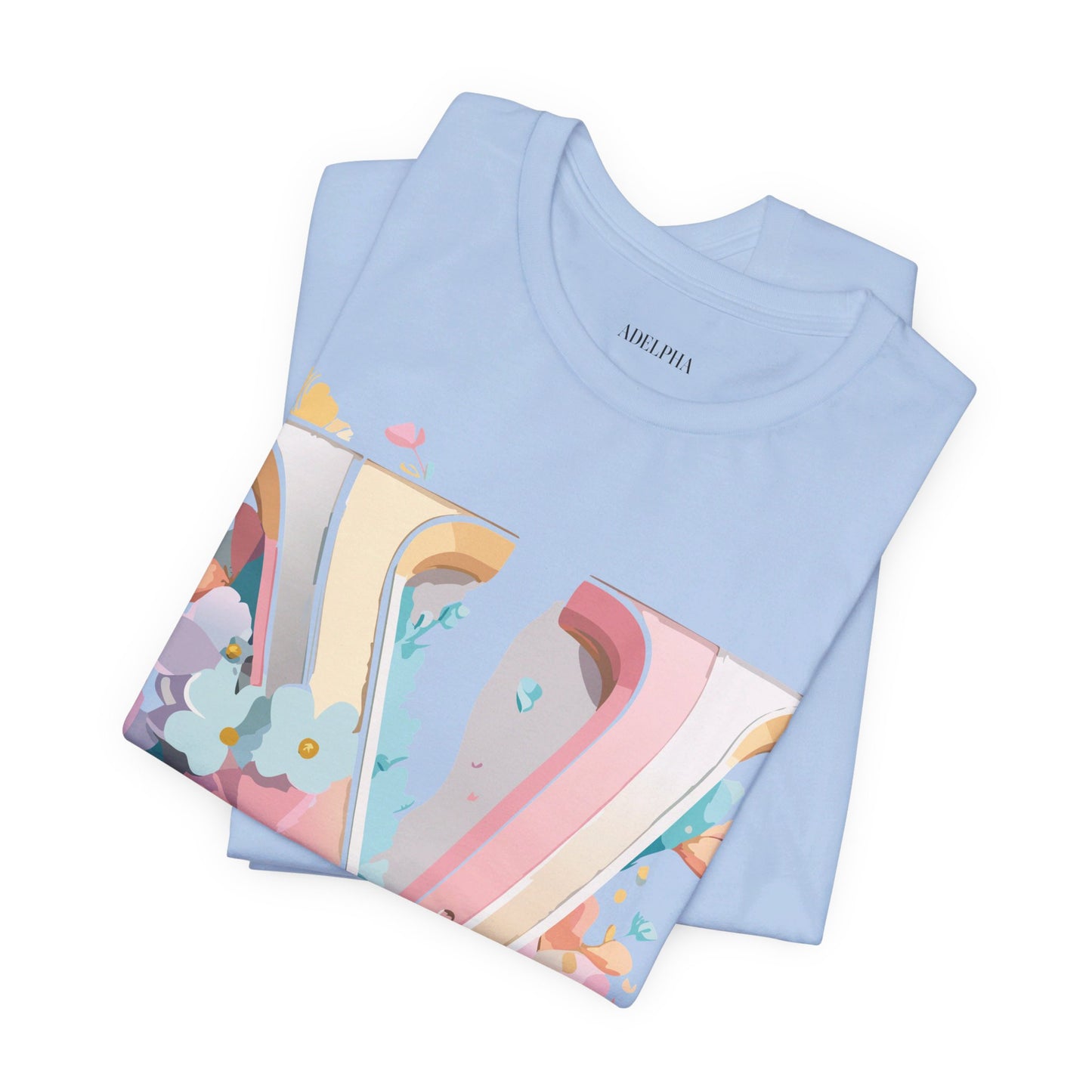 Natural Cotton Tee Shirt - Letters Collection - V Printify