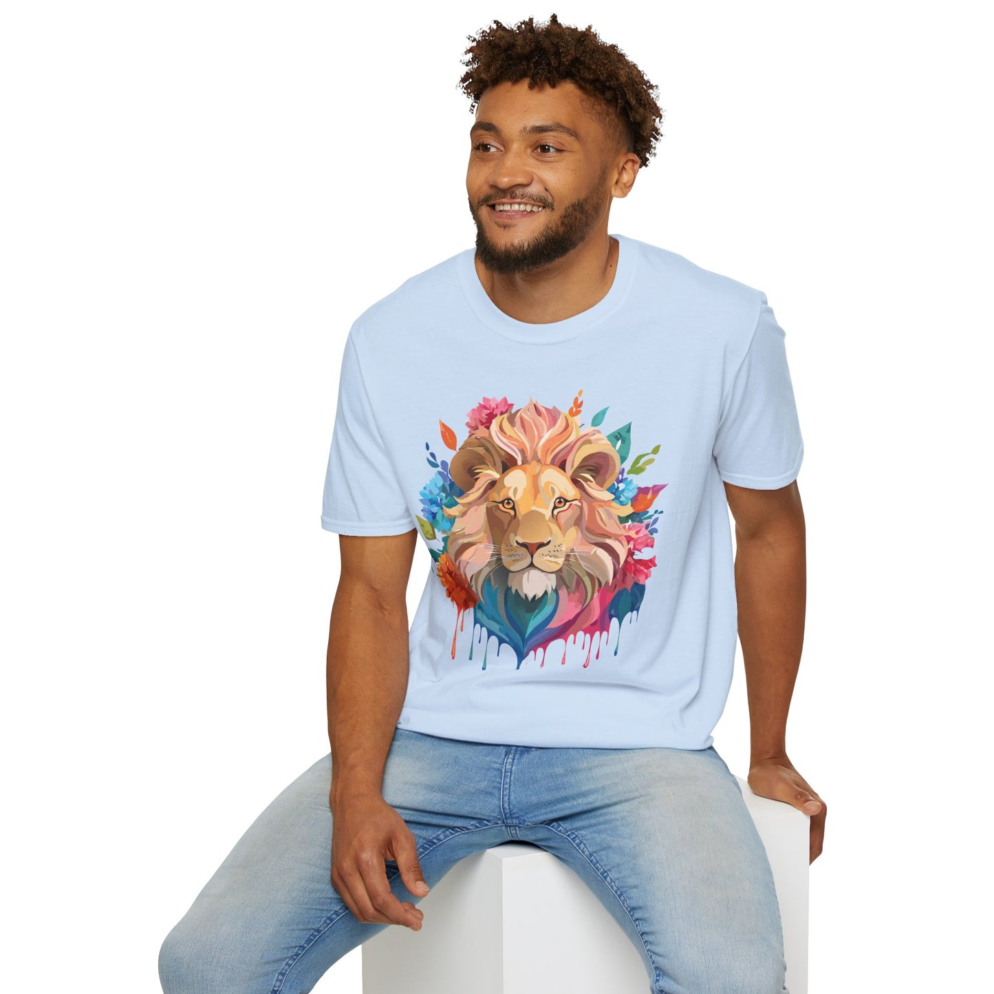 Lion Shirt, Shirt with Lion, Floral Lion Tee, Shirt with Animals