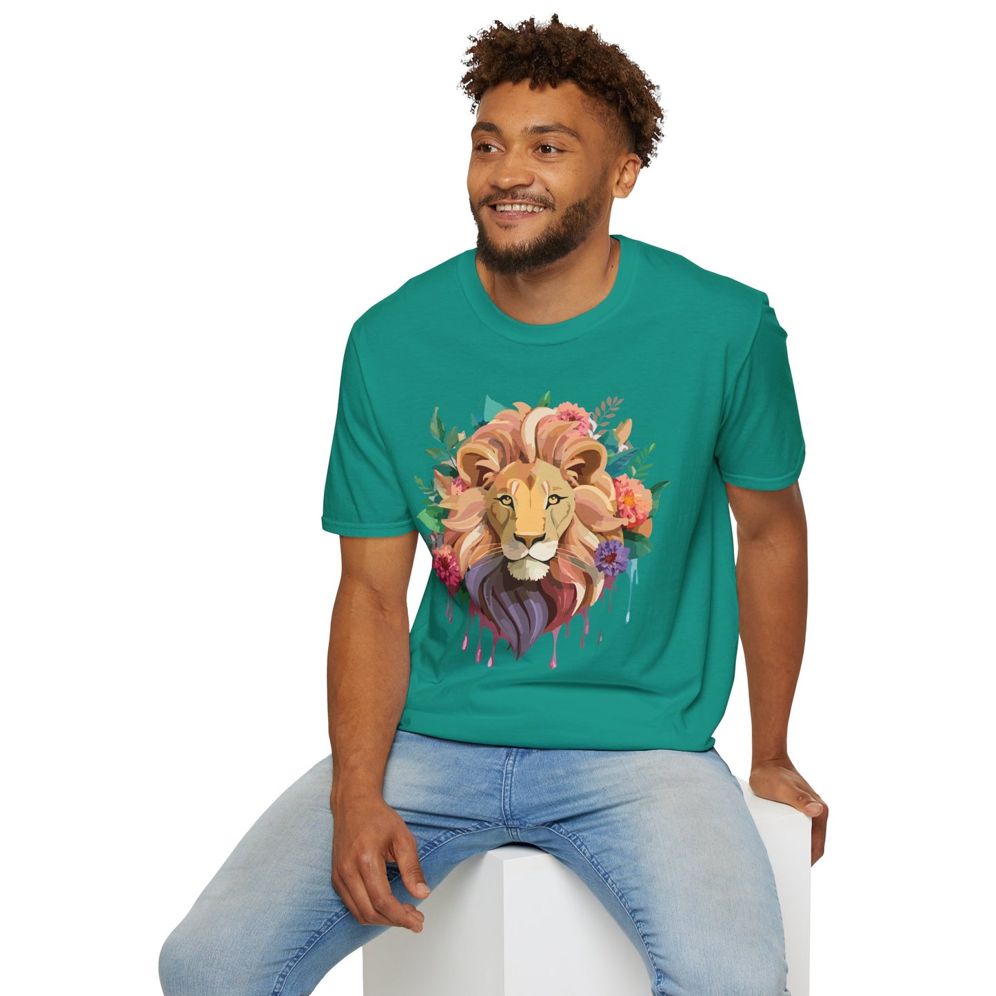 Lion Shirt, Shirt with Lion, Floral Lion Tee, Shirt with Animals