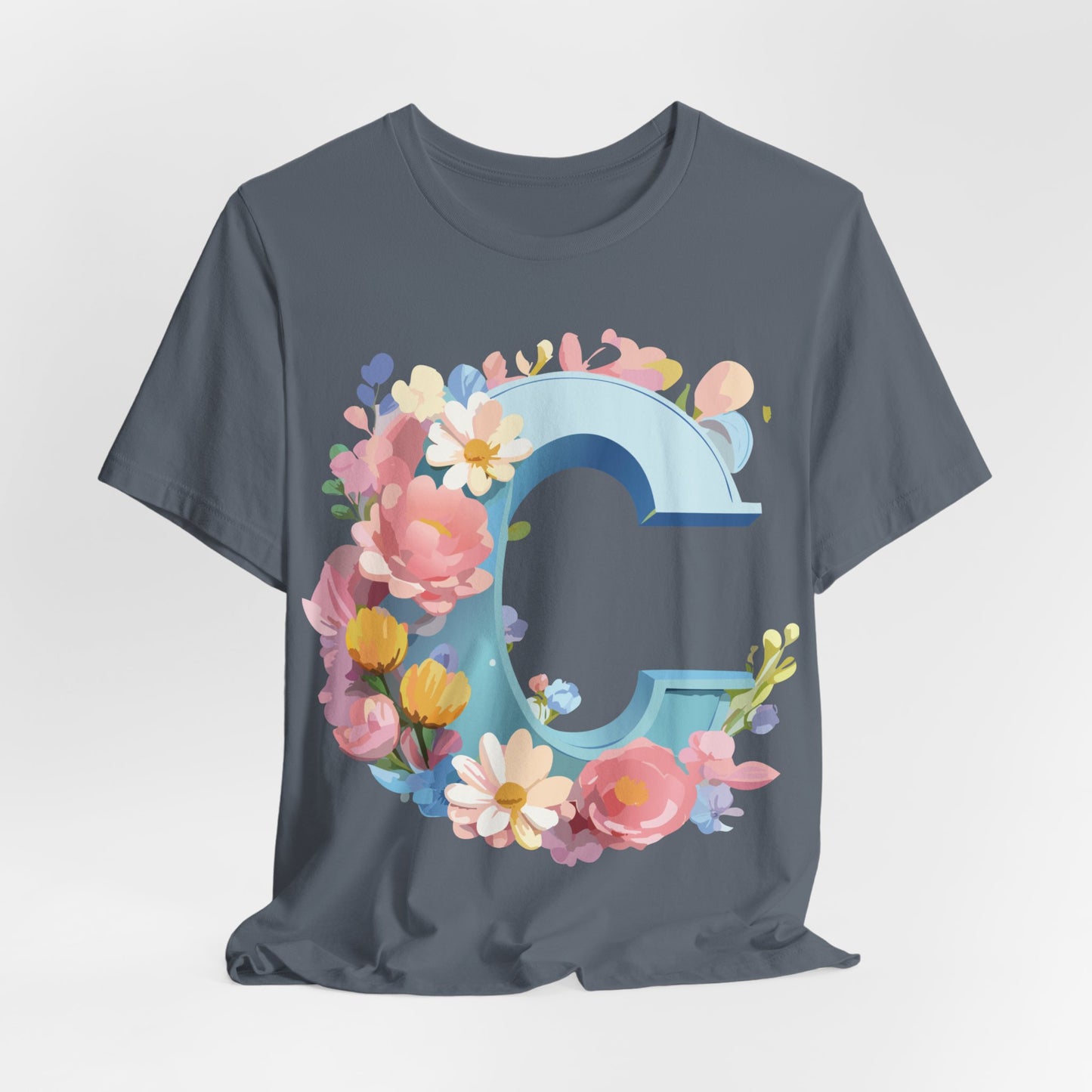 Natural Cotton Tee Shirt - Letters Collection - C Printify