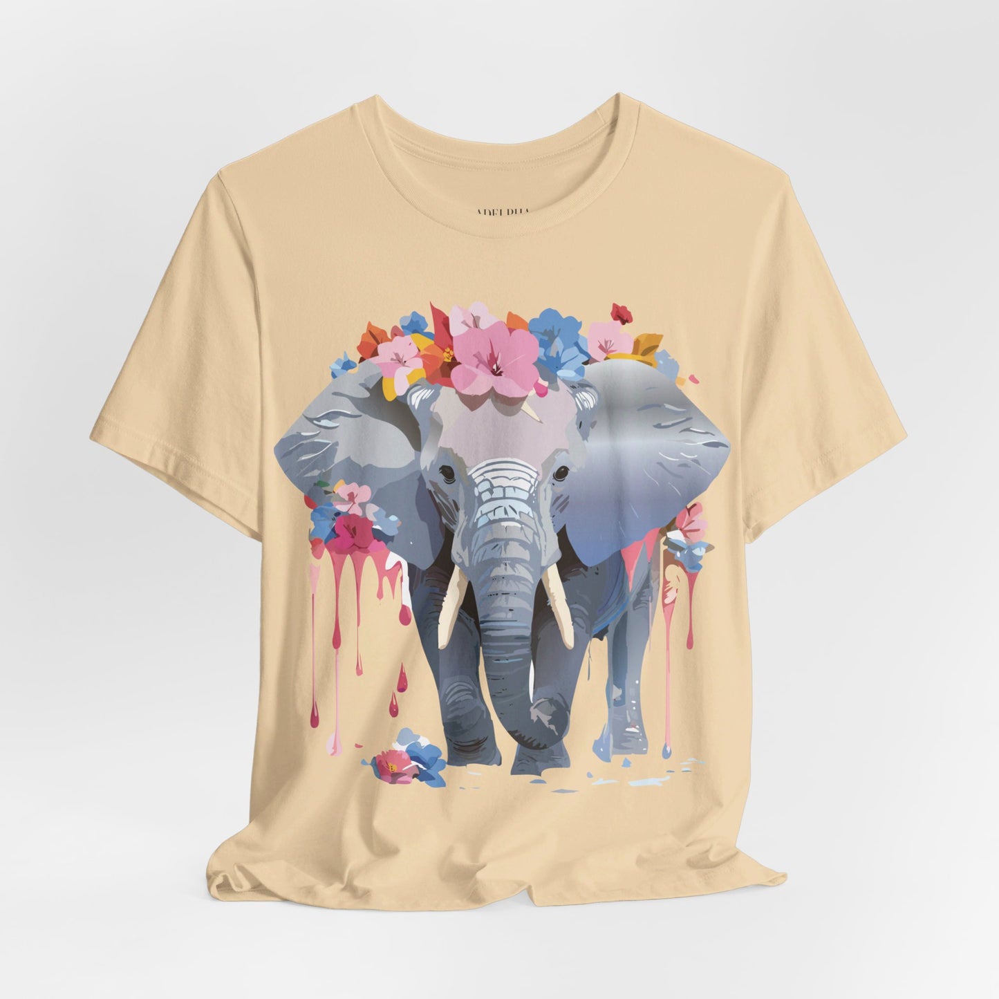 Natural Cotton Tee Shirt with Elephant Printify