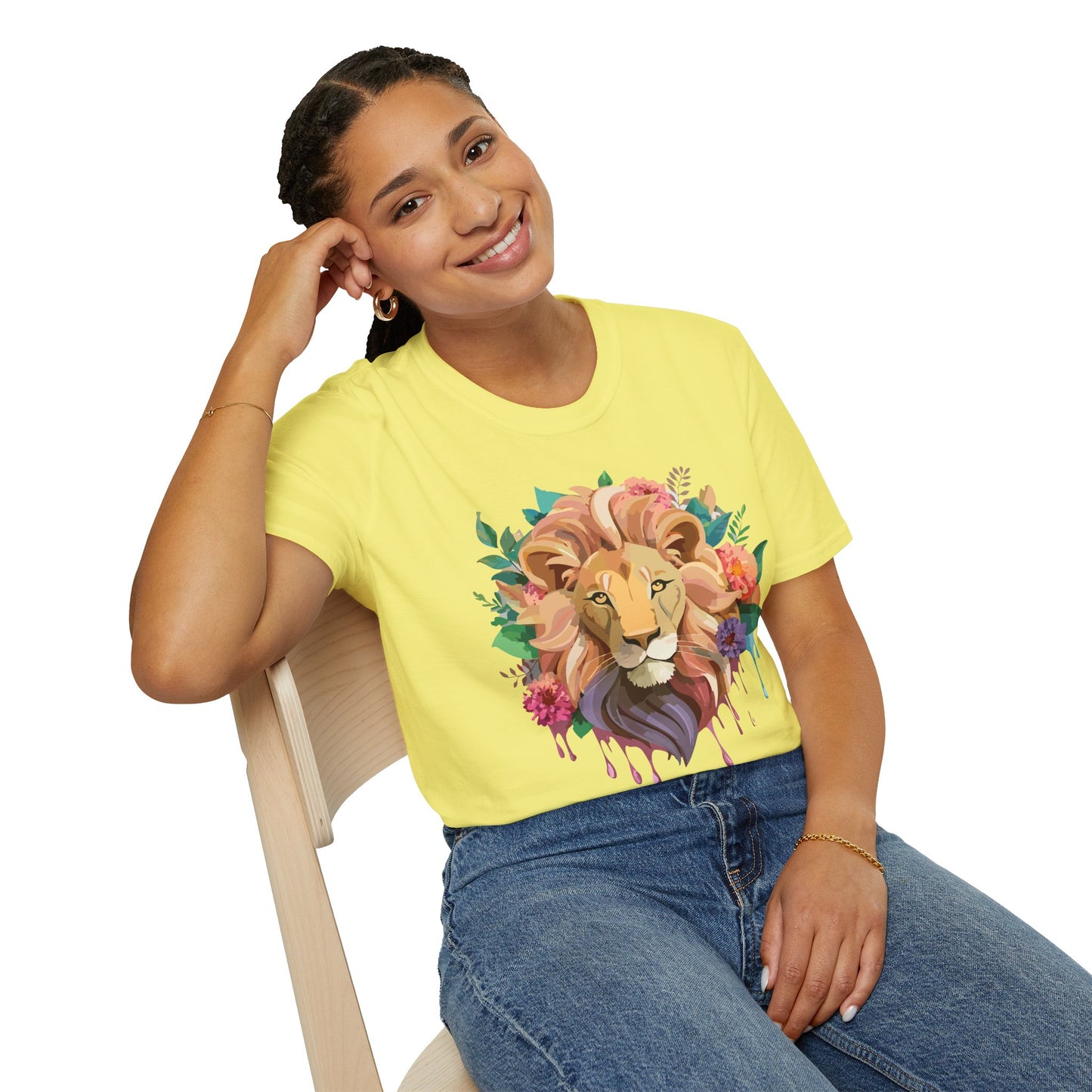 Lion Shirt, Shirt with Lion, Floral Lion Tee, Shirt with Animals