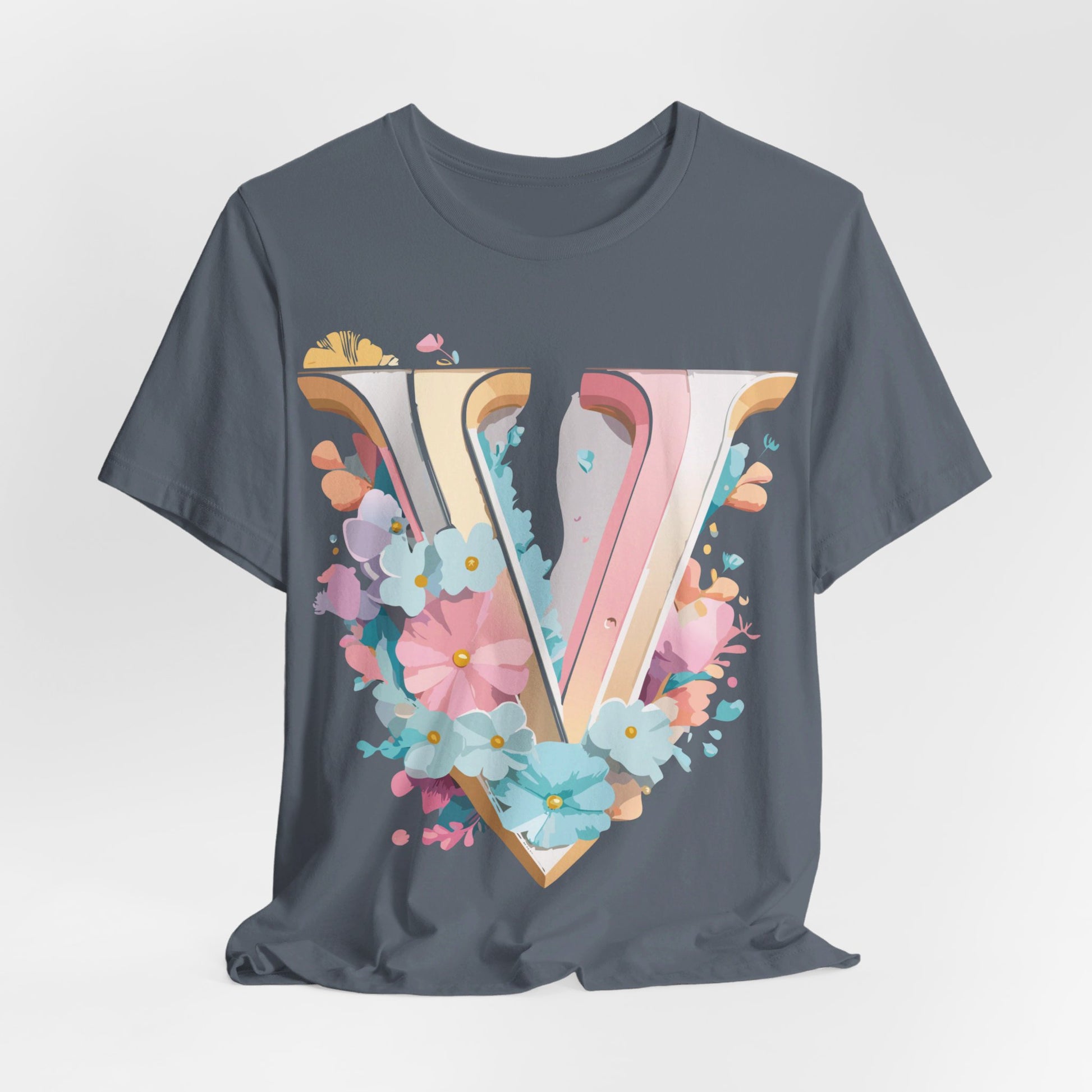 Natural Cotton Tee Shirt - Letters Collection - V Printify