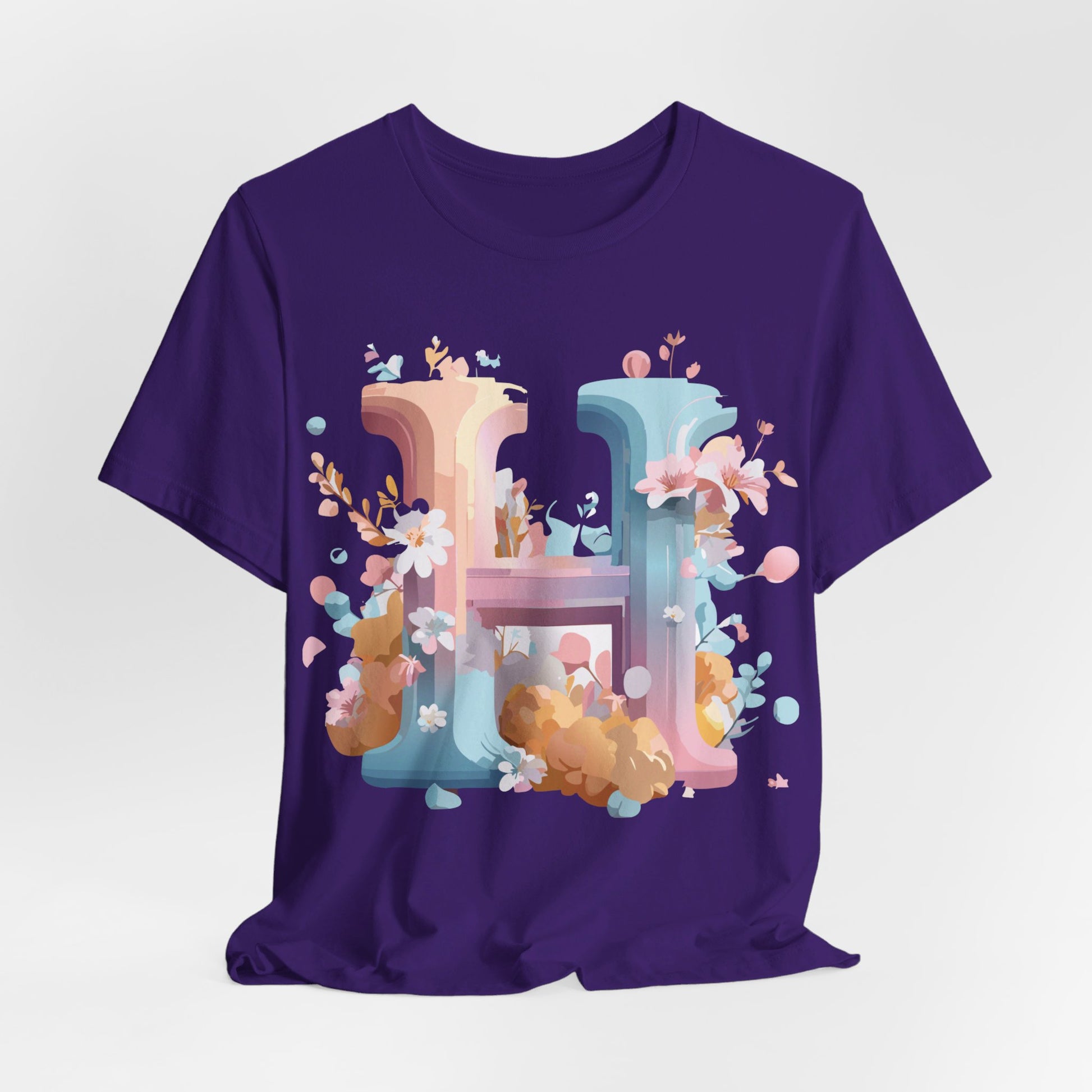Natural Cotton Tee Shirt - Letters Collection - H Printify