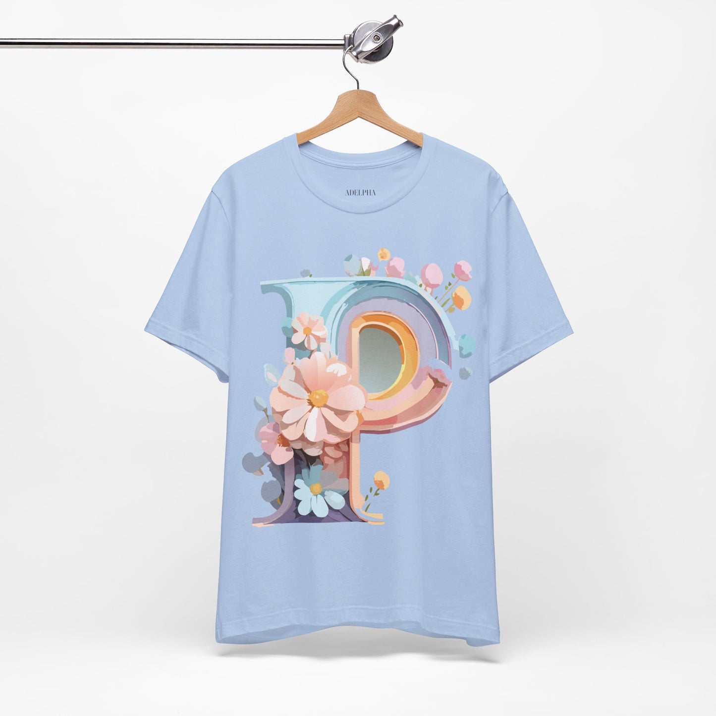 Natural Cotton Tee Shirt - Letters Collection - P Printify