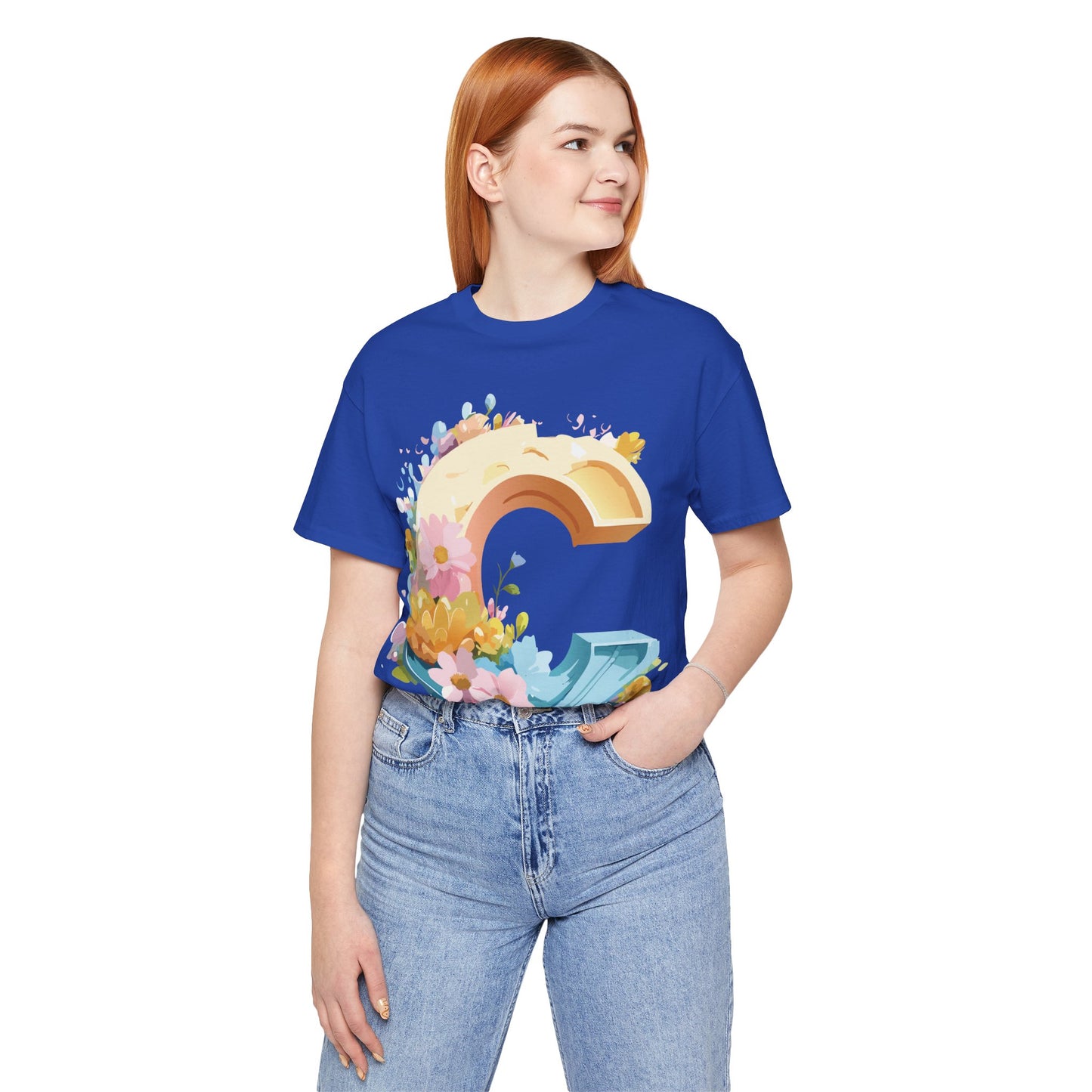 Natural Cotton Tee Shirt - Letters Collection - C Printify