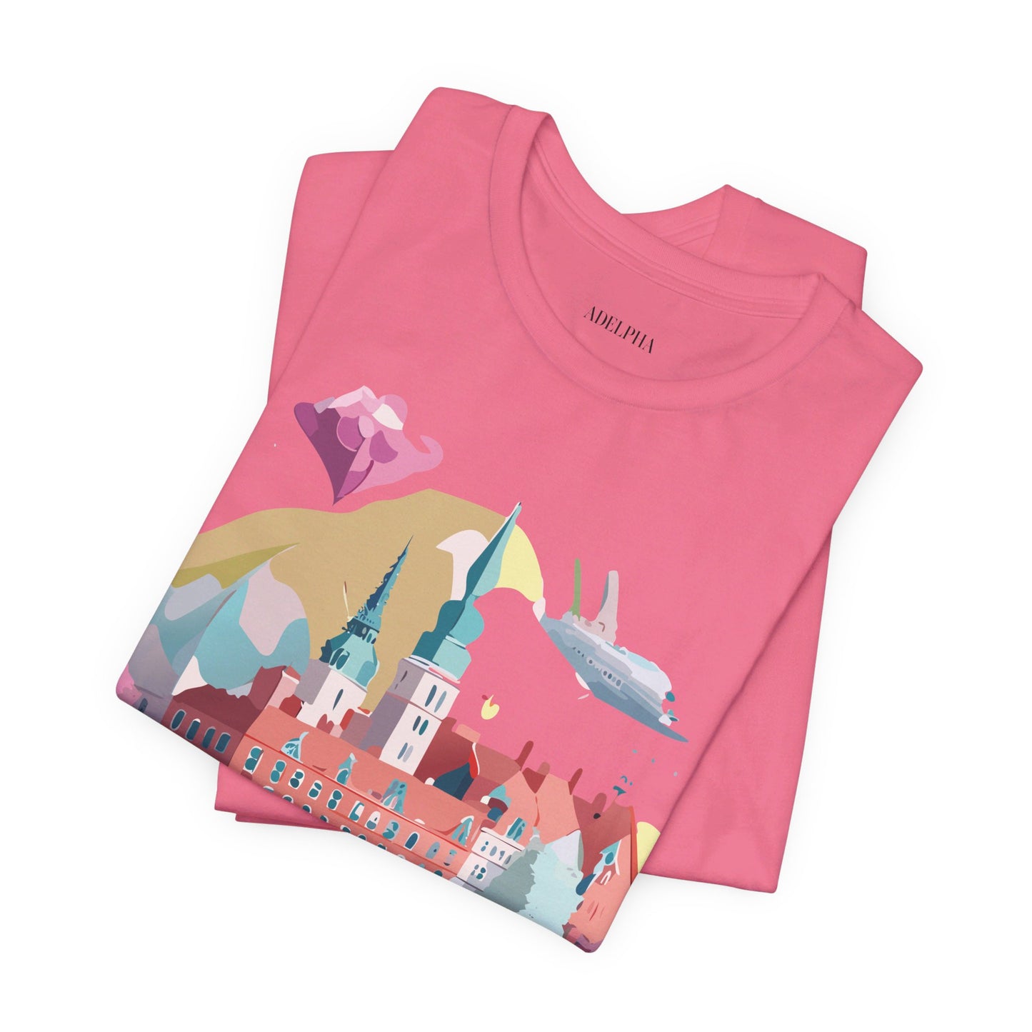 Natural Cotton Tee Shirt - Beautiful Places Collection - Warnemünde and Rostock - Germany Printify