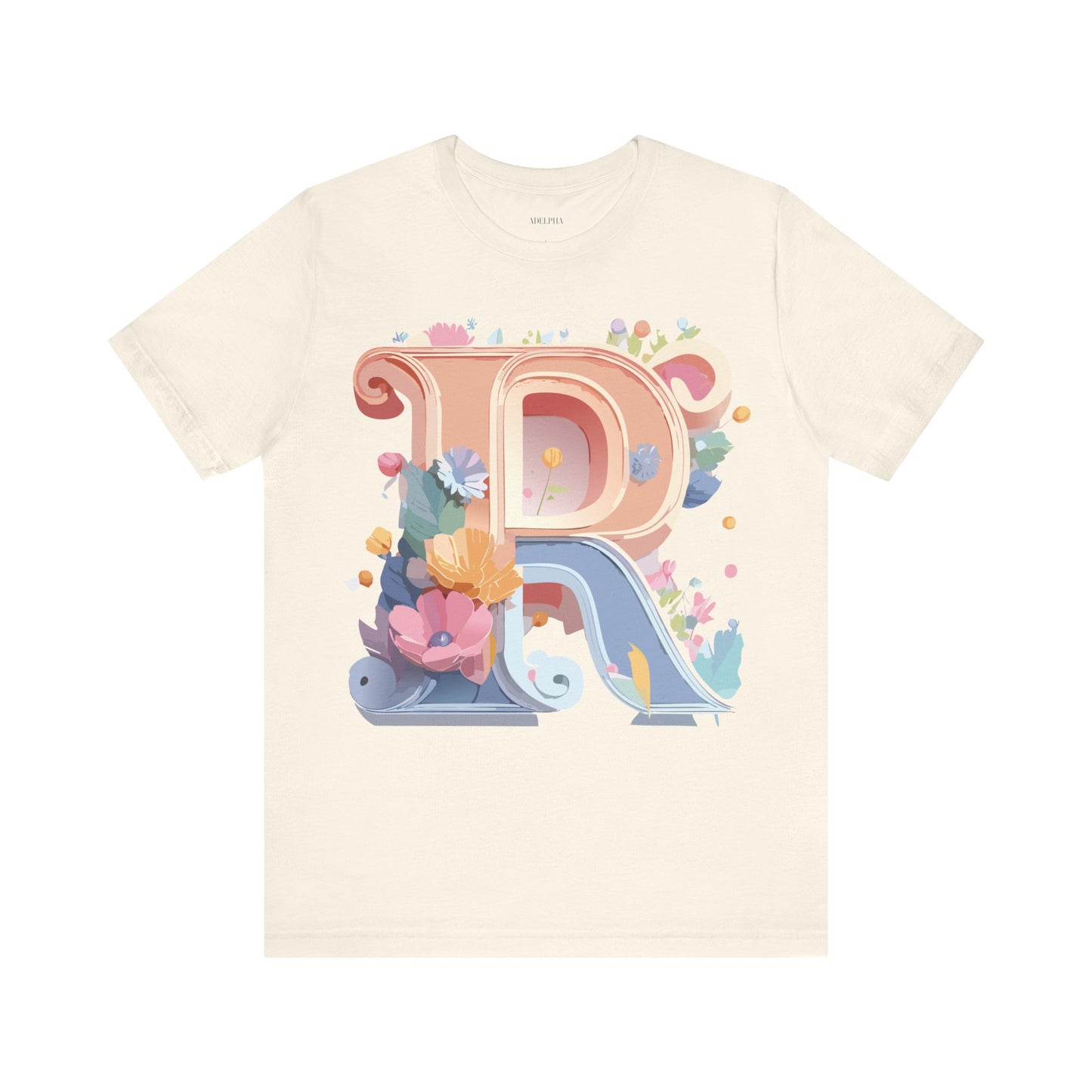 Natural Cotton Tee Shirt - Letters Collection - R Printify