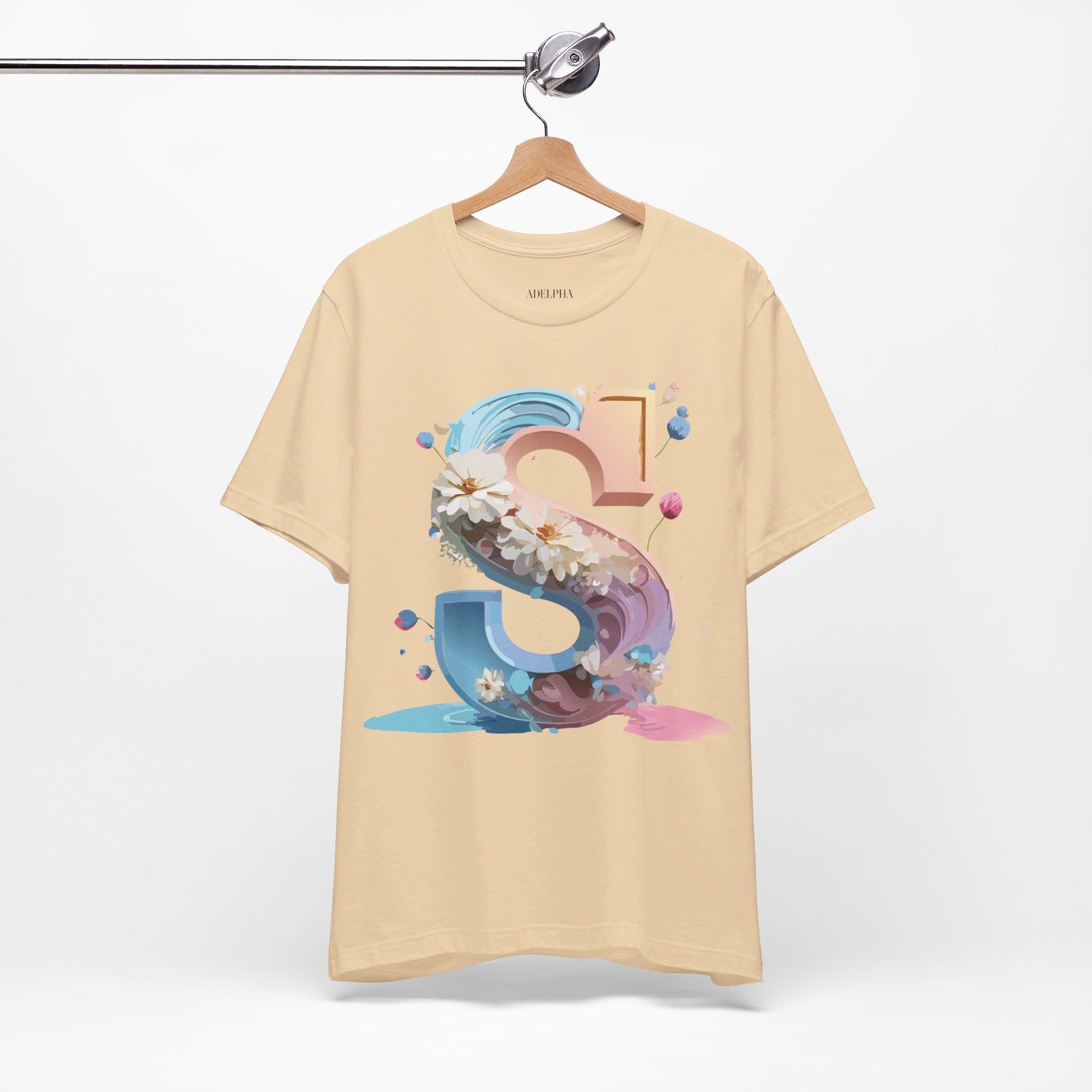 Natural Cotton Tee Shirt - Letters Collection - S Printify