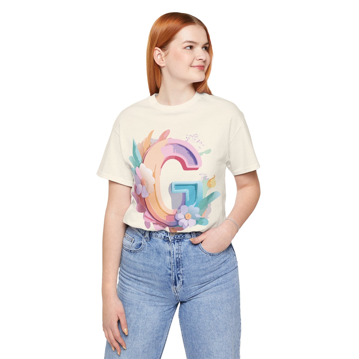 Natural Cotton Tee Shirt - Letters Collection - G Printify