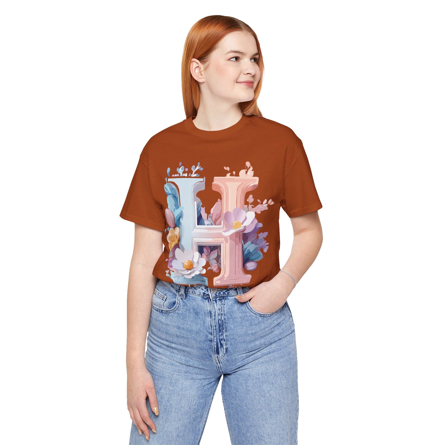 Natural Cotton Tee Shirt - Letters Collection - H Printify