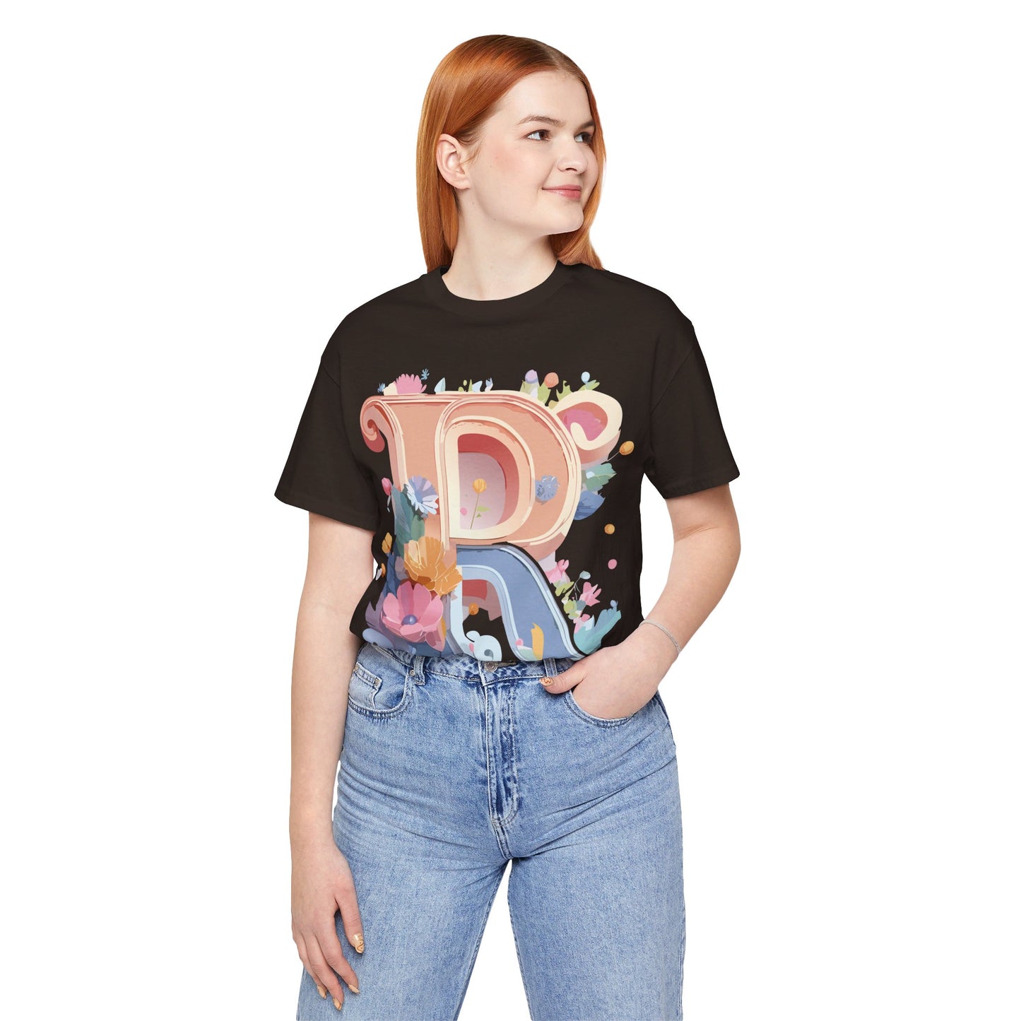 Natural Cotton Tee Shirt - Letters Collection - R Printify