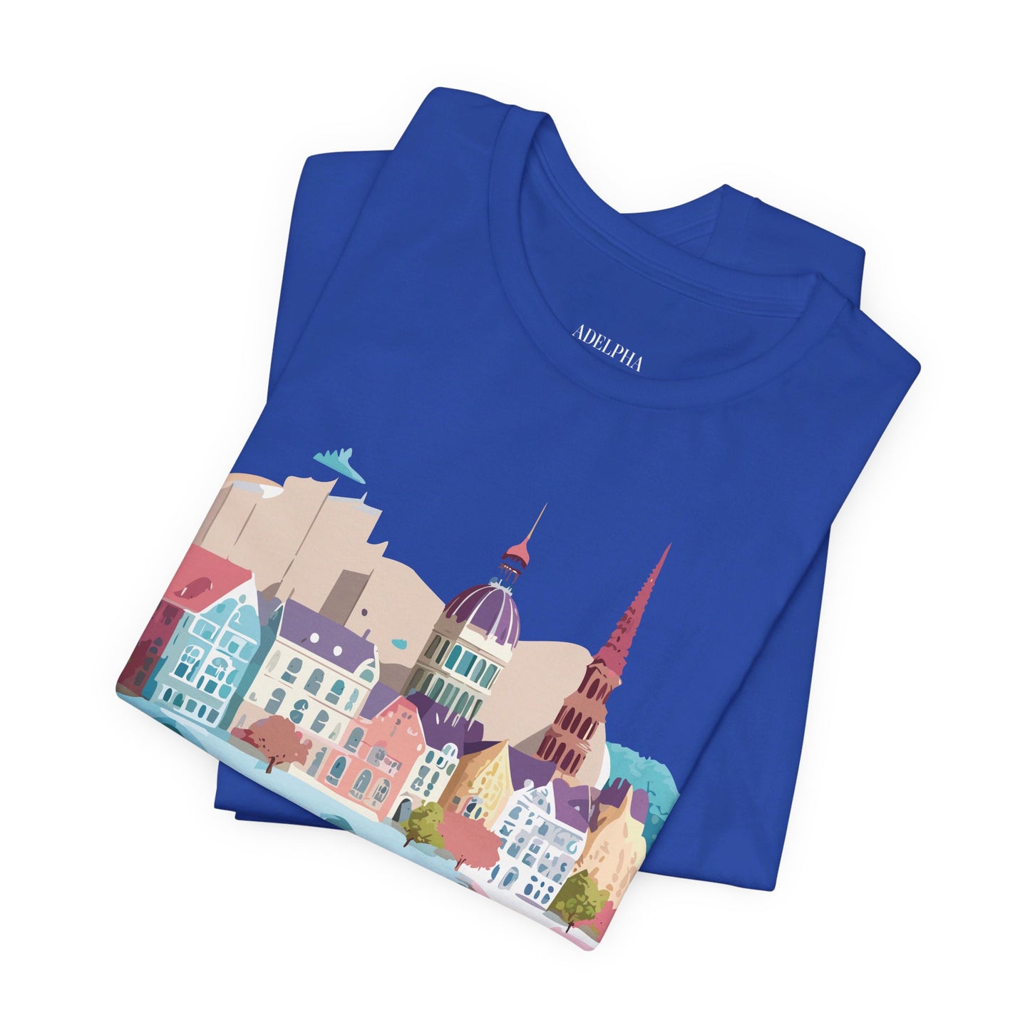 Natural Cotton Tee Shirt - Beautiful Places Collection - Warnemünde and Rostock - Germany Printify