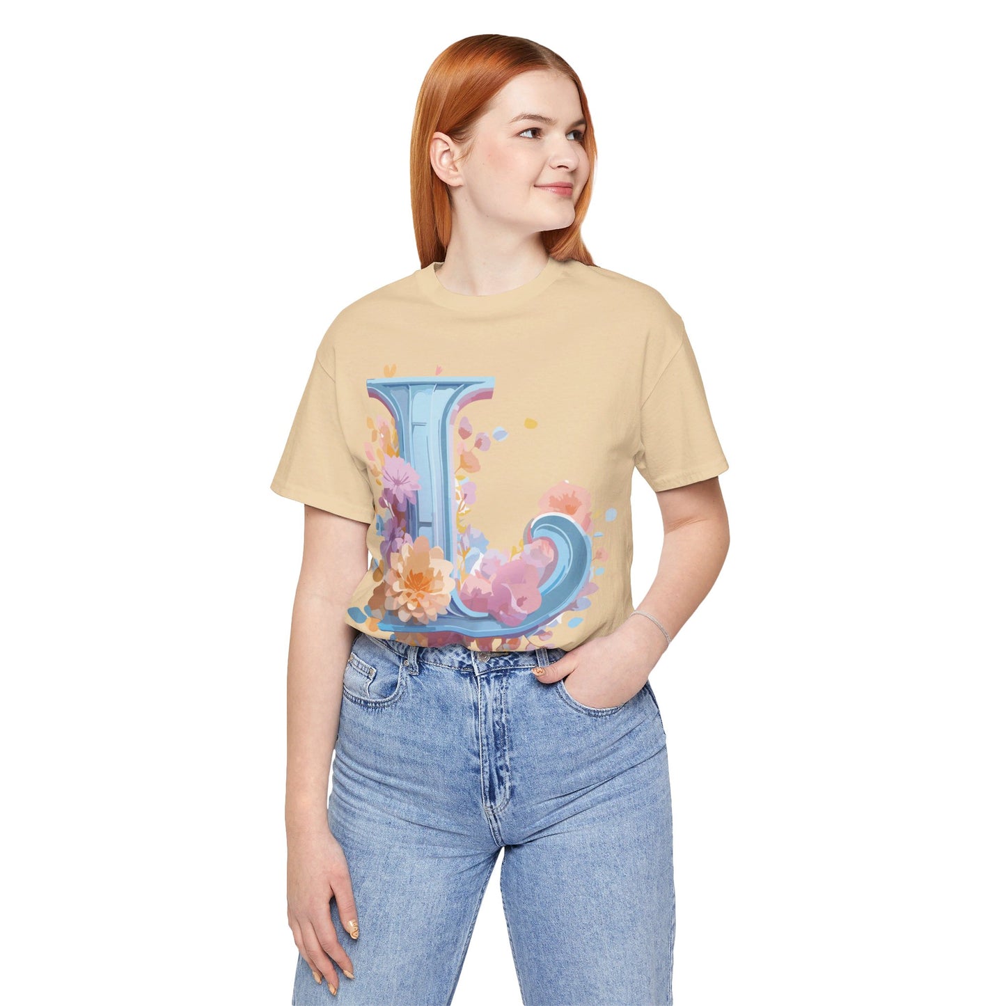 Natural Cotton Tee Shirt - Letters Collection - L Printify