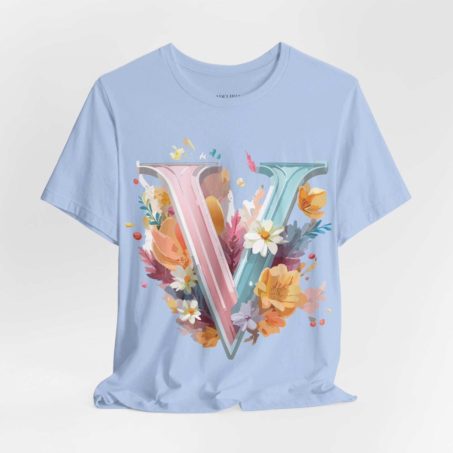 Natural Cotton Tee Shirt - Letters Collection - V Printify