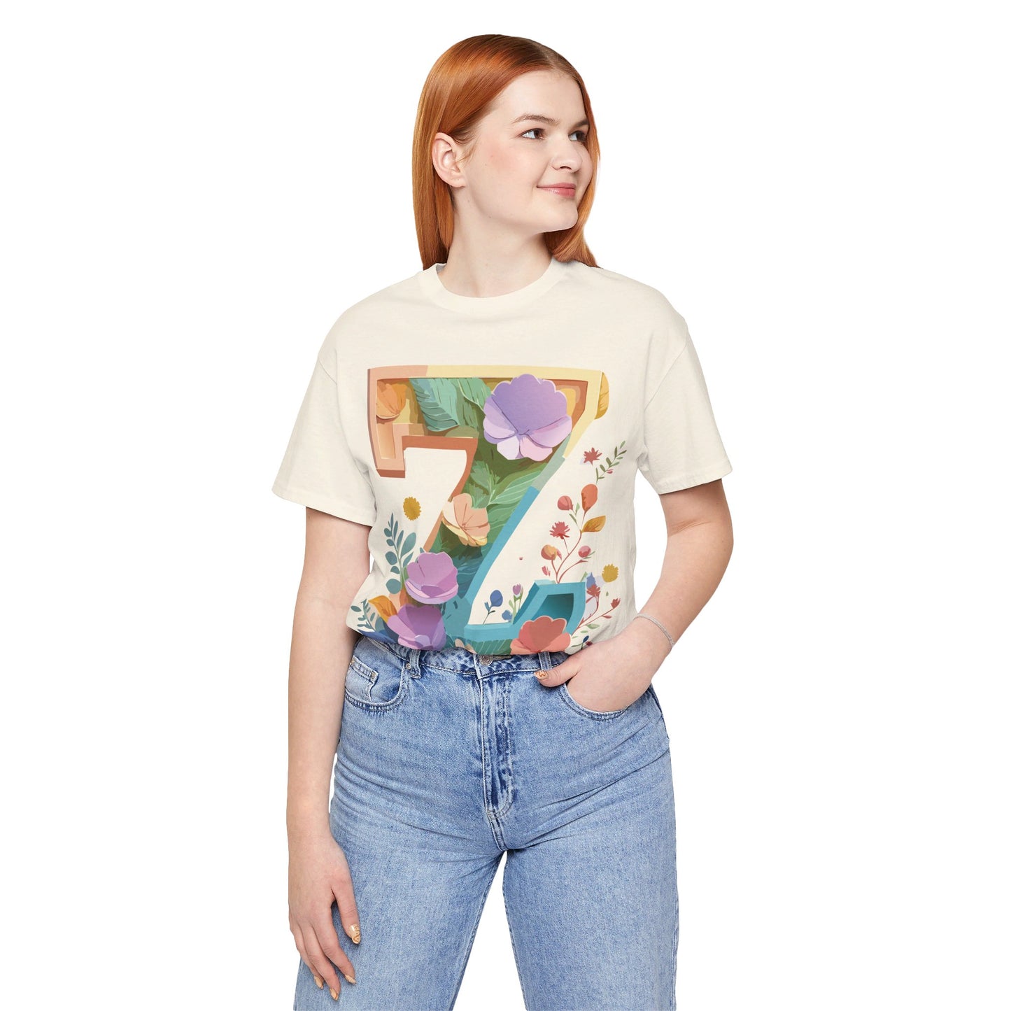 Natural Cotton Tee Shirt - Letters Collection - Z Printify