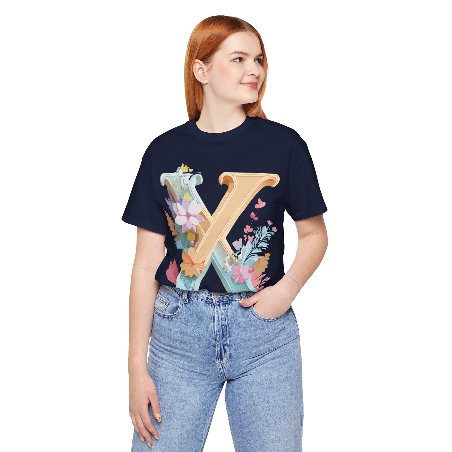 Natural Cotton Tee Shirt - Letters Collection - X Printify
