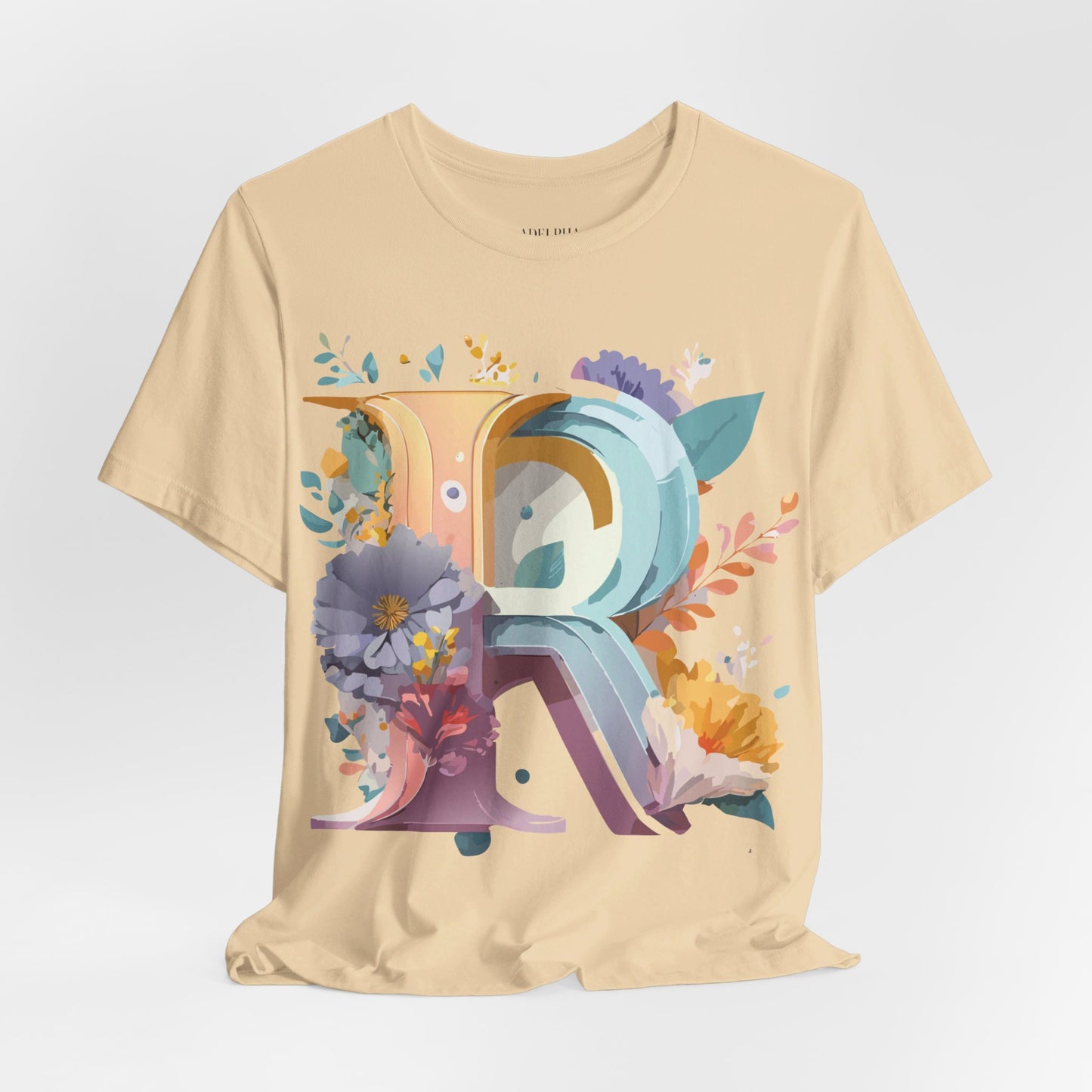 Natural Cotton Tee Shirt - Letters Collection - R Printify