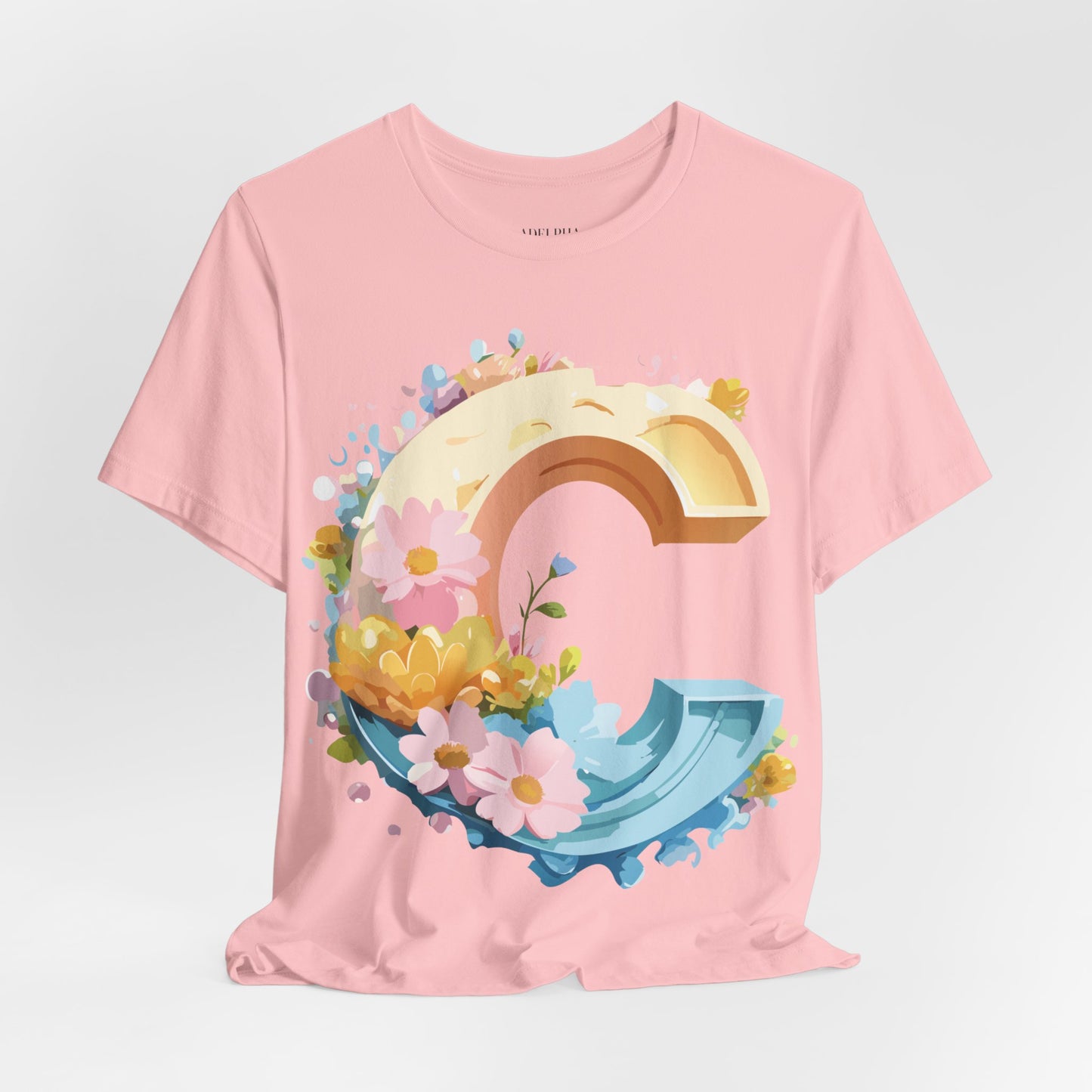 Natural Cotton Tee Shirt - Letters Collection - C Printify