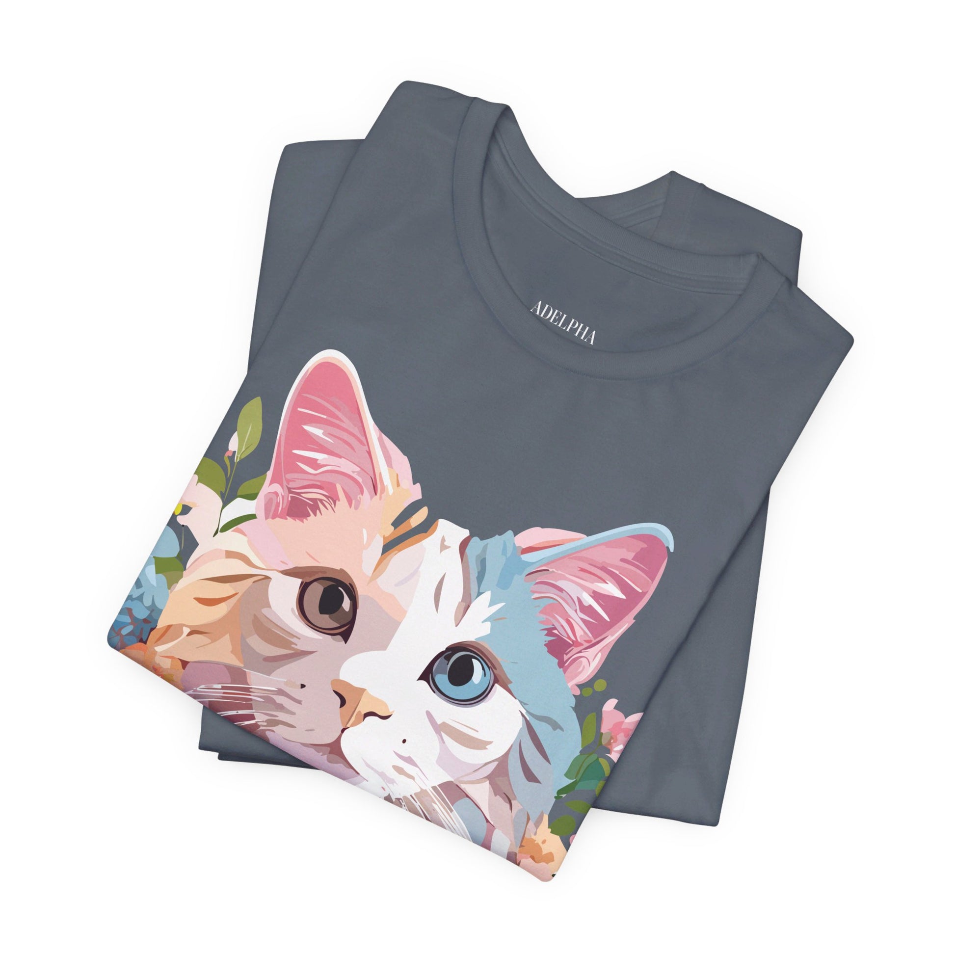 Natural Cotton Tee Shirt with Cat Printify