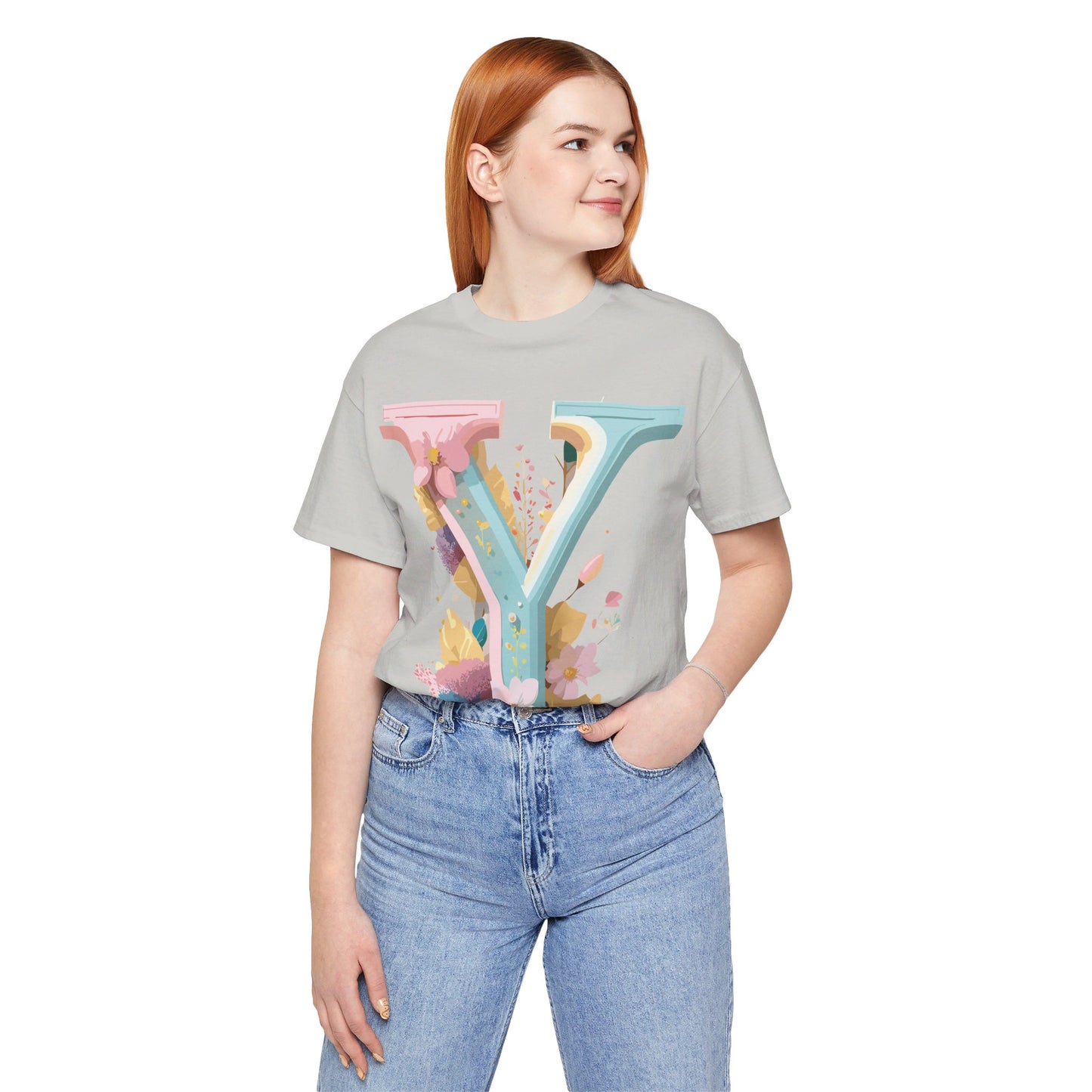 Natural Cotton Tee Shirt - Letters Collection - Y Printify