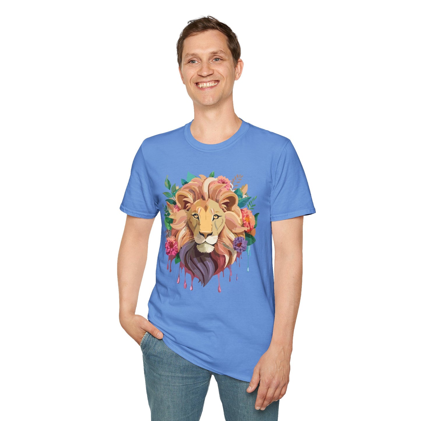 Lion Shirt, Shirt with Lion, Floral Lion Tee, Shirt with Animals