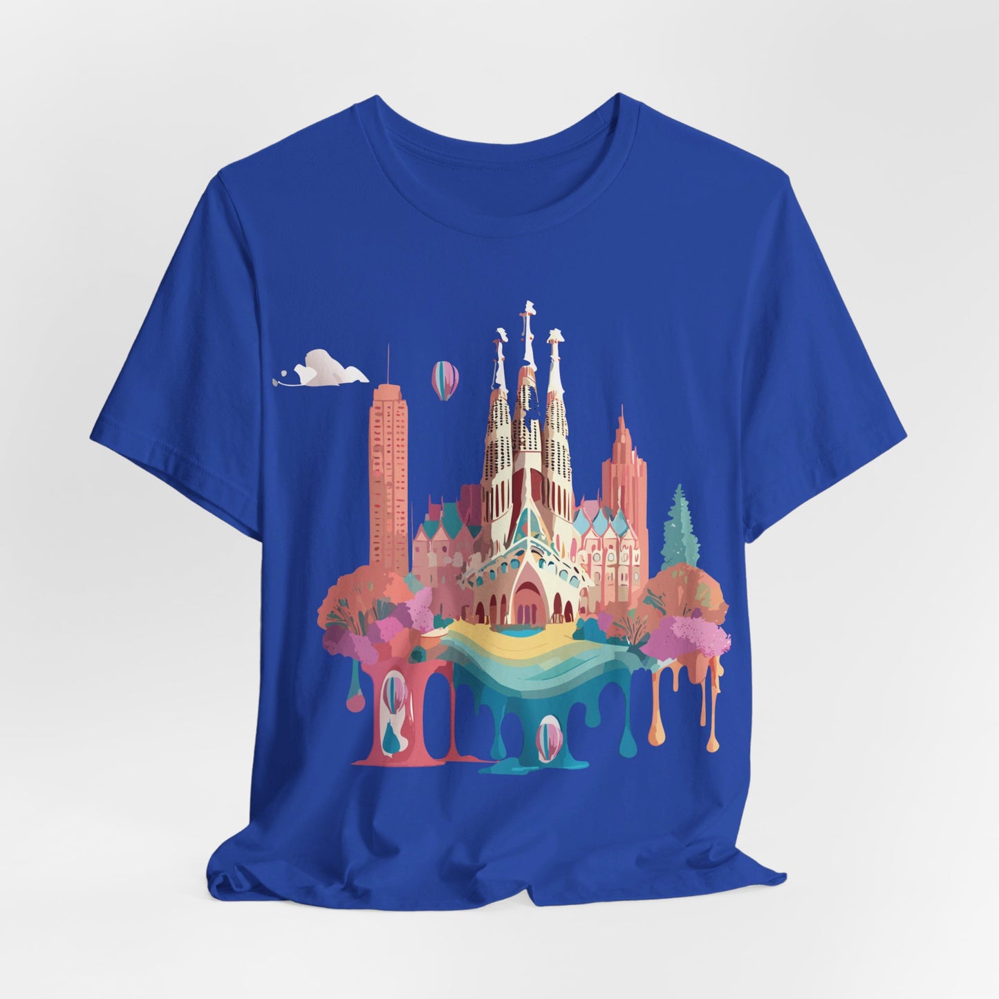 Natural Cotton Tee Shirt - Beautiful Places Collection - Barcelona Printify