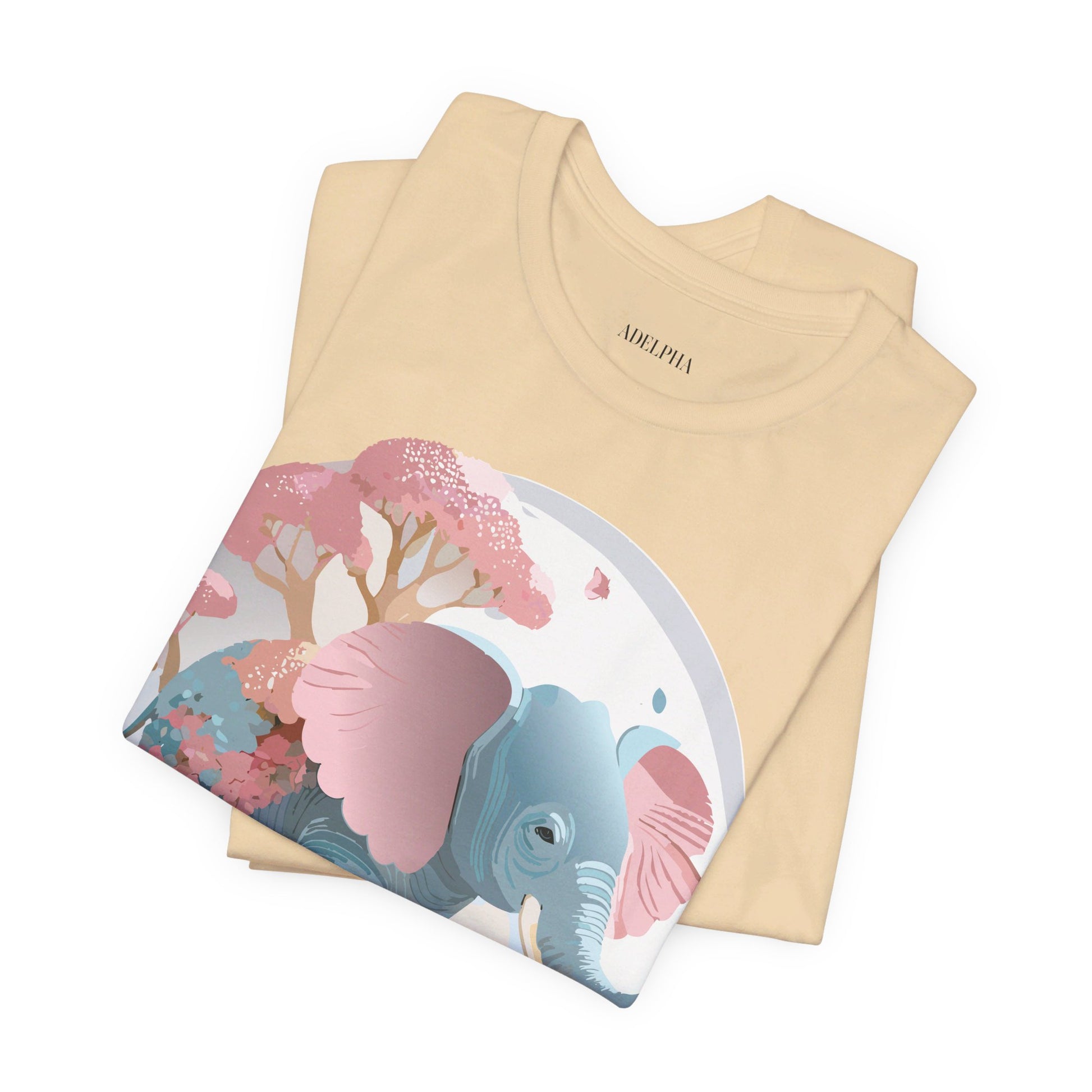 Natural Cotton Tee Shirt with Elephant Printify
