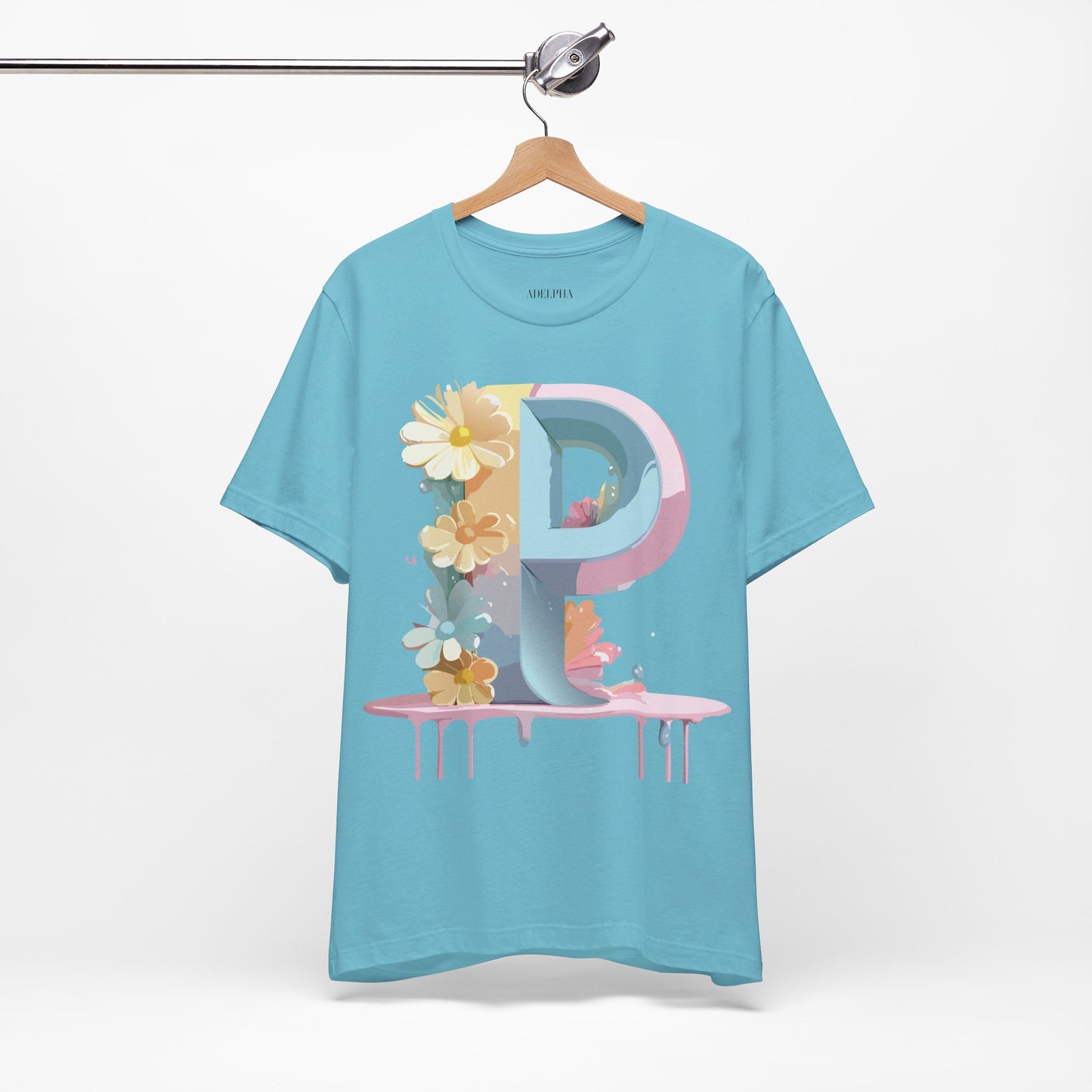 Natural Cotton Tee Shirt - Letters Collection - P Printify