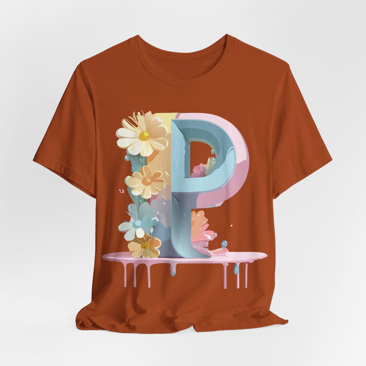 Natural Cotton Tee Shirt - Letters Collection - P Printify