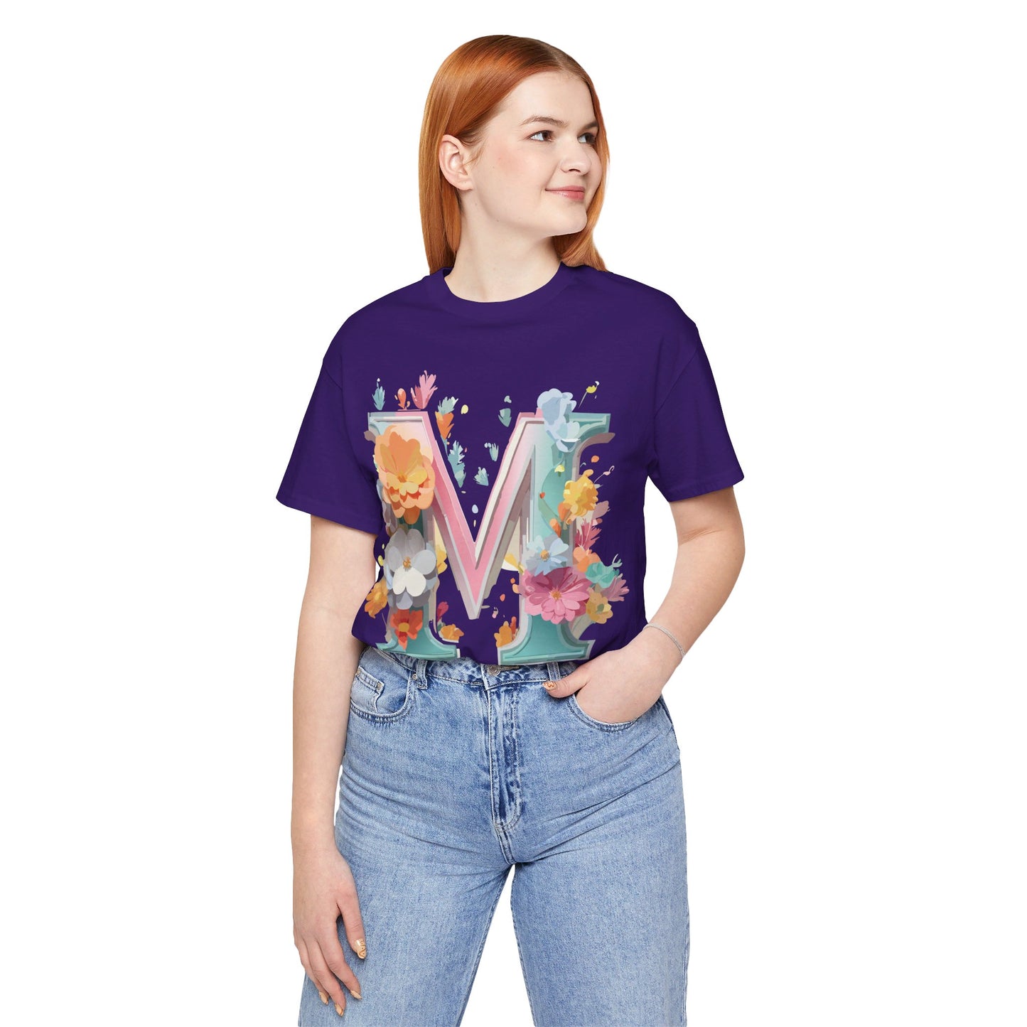 Natural Cotton Tee Shirt - Letters Collection - M Printify