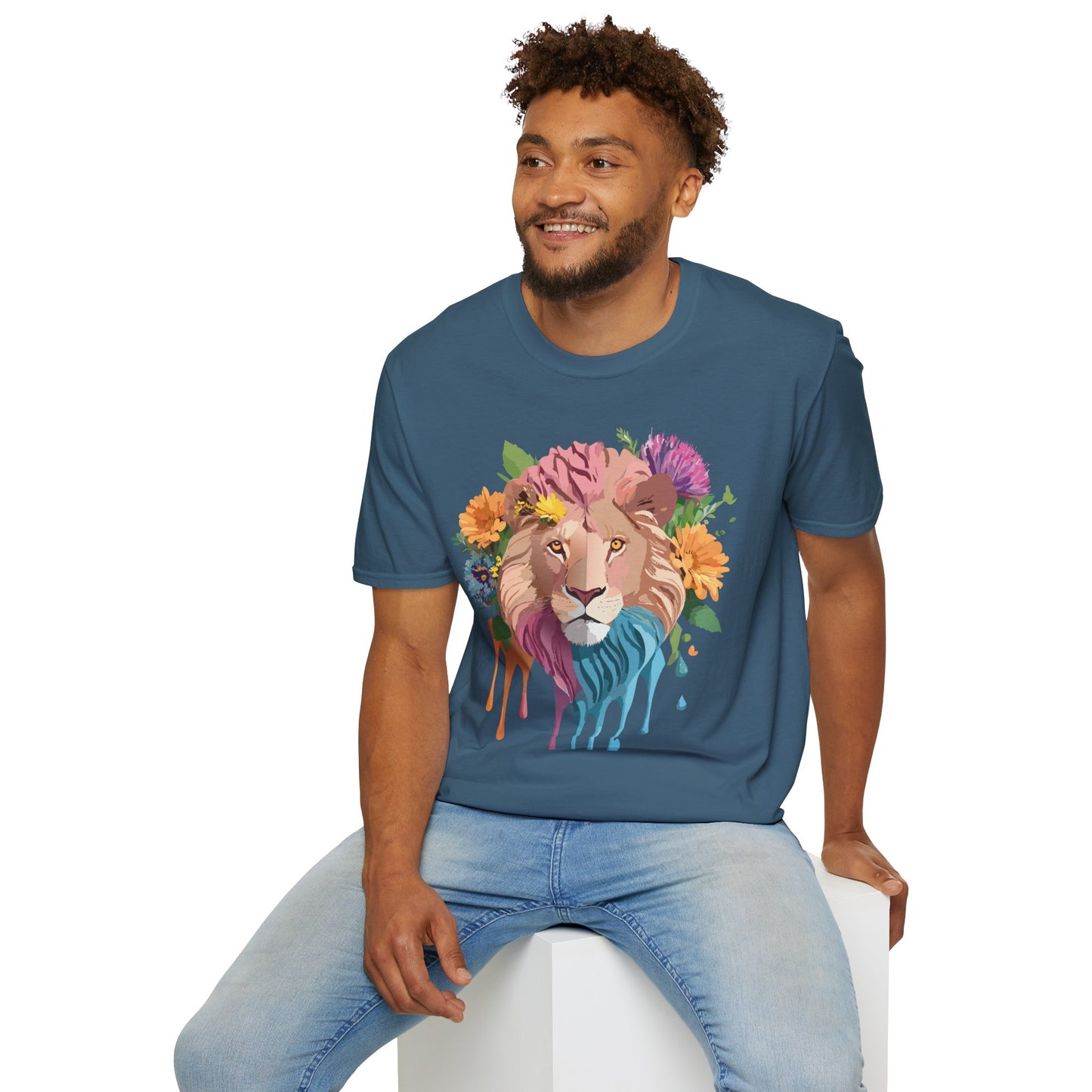 Lion Shirt, Shirt with Lion, Floral Lion Tee, Shirt with Animals