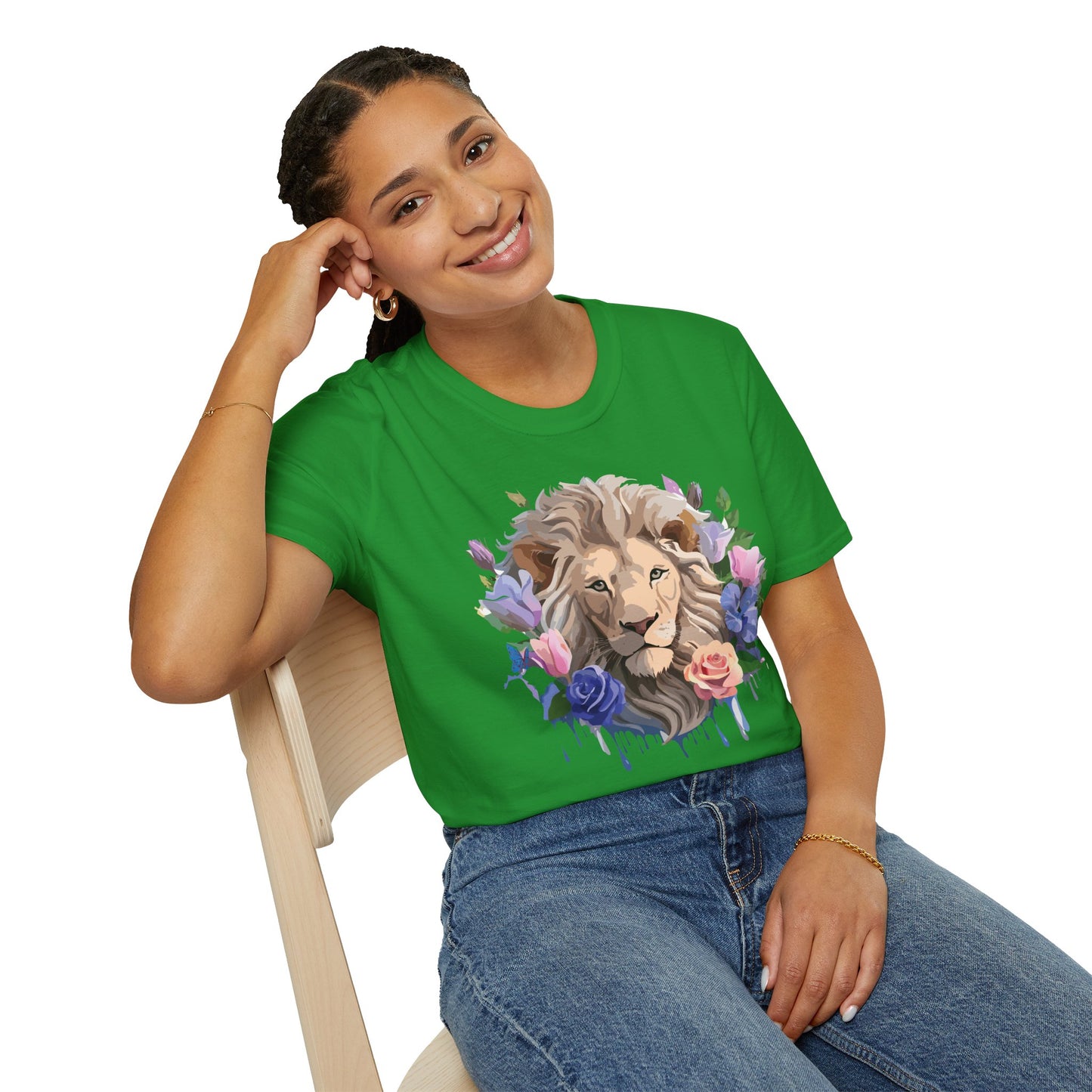 Lion Shirt, Shirt with Lion, Floral Lion Tee, Shirt with Animals
