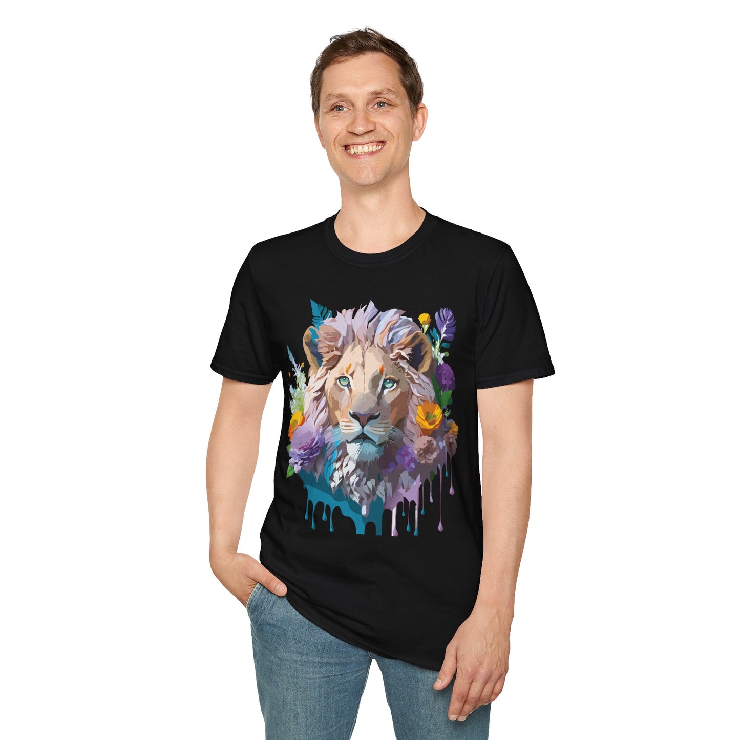 Lion Shirt, Shirt with Lion, Floral Lion Tee, Shirt with Animals