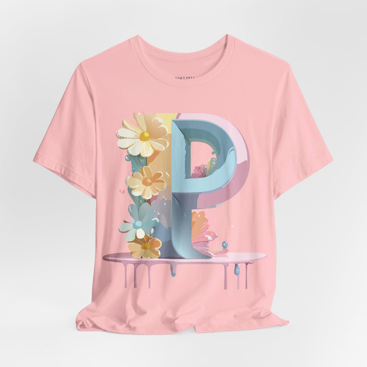 Natural Cotton Tee Shirt - Letters Collection - P Printify