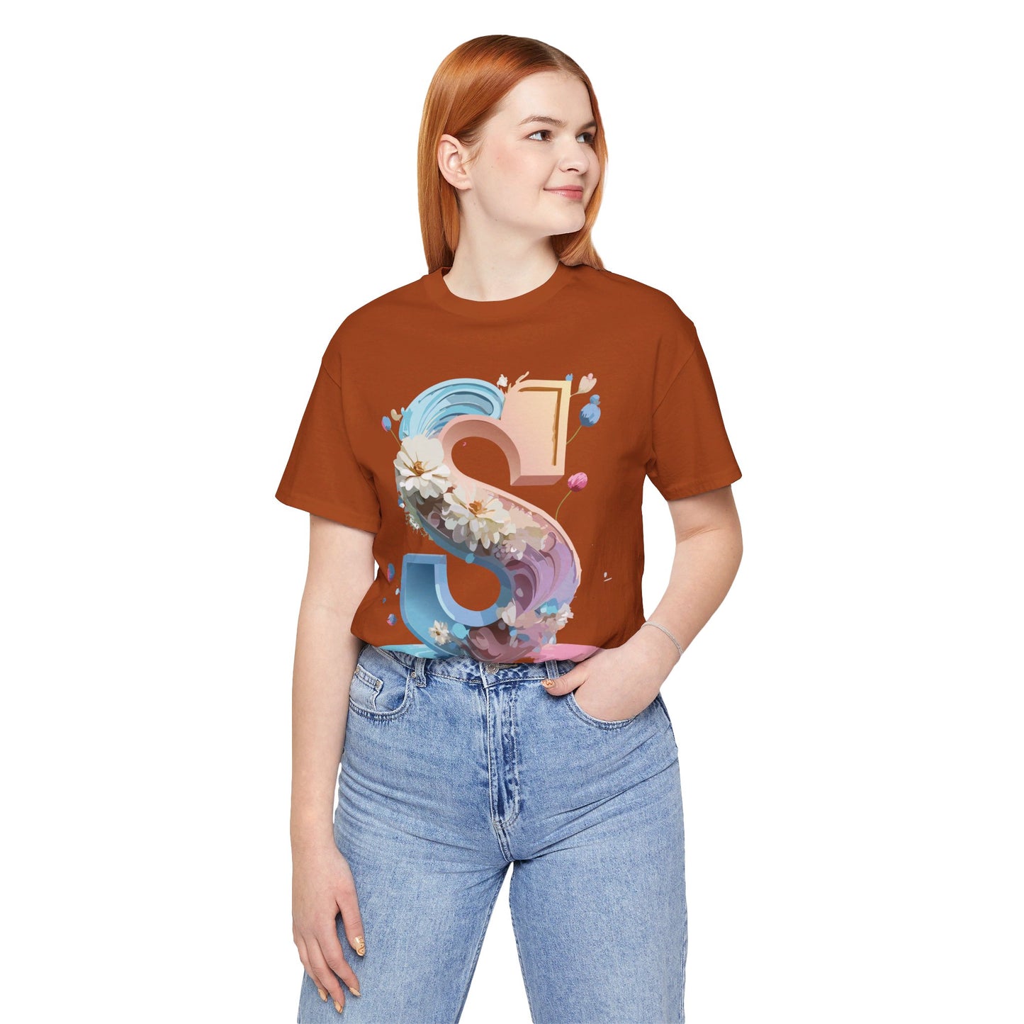 Natural Cotton Tee Shirt - Letters Collection - S Printify