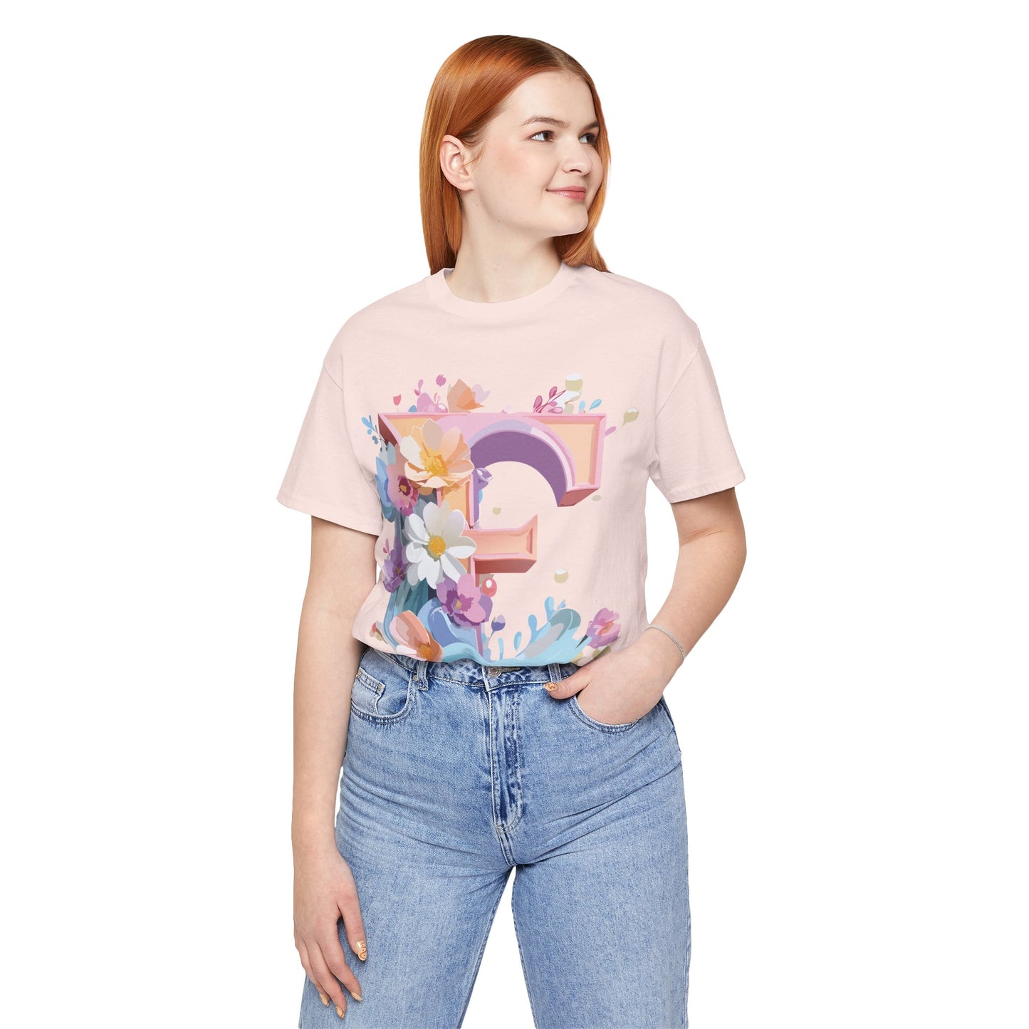 Natural Cotton Tee Shirt - Letters Collection - E Printify
